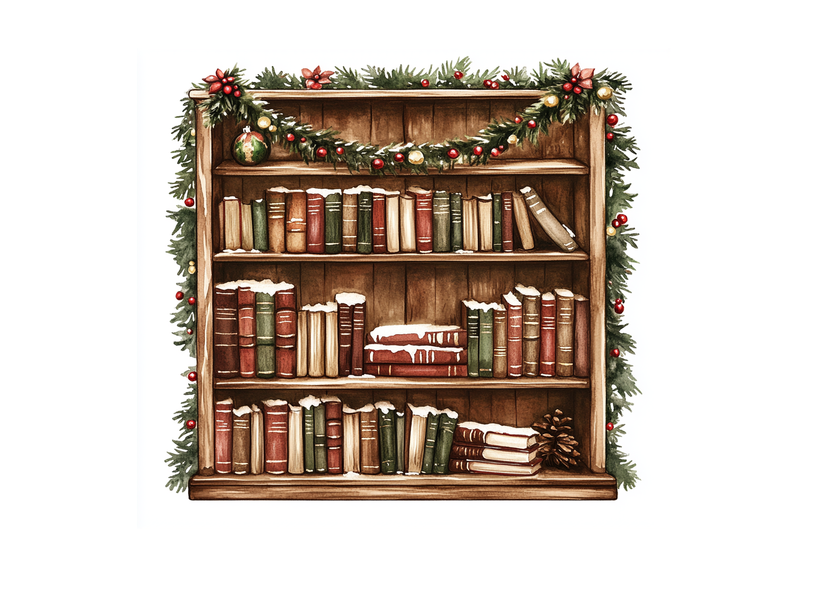 Festive Holiday Bookcase Clipart Bundle