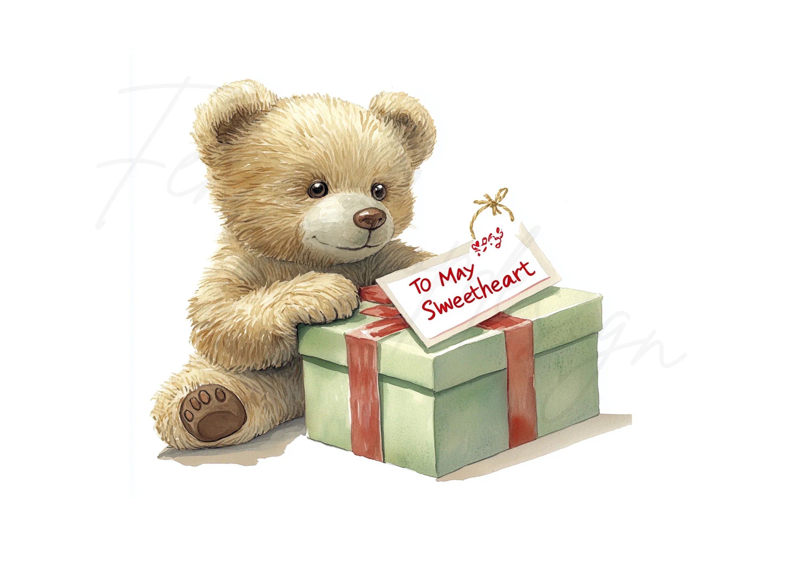 Sweetheart Teddy Bear Gift Clipart Bundle