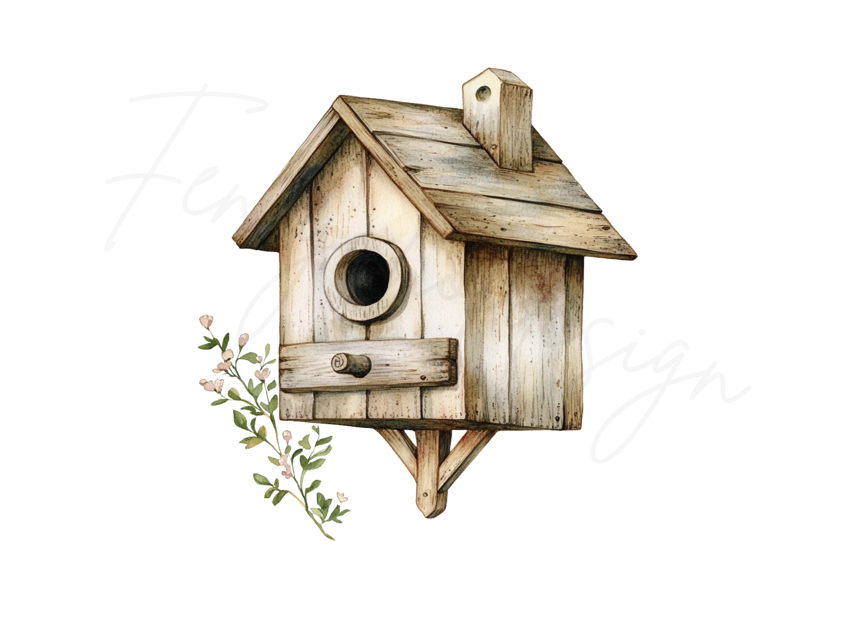Rustic Birdhouse Clipart Bundle