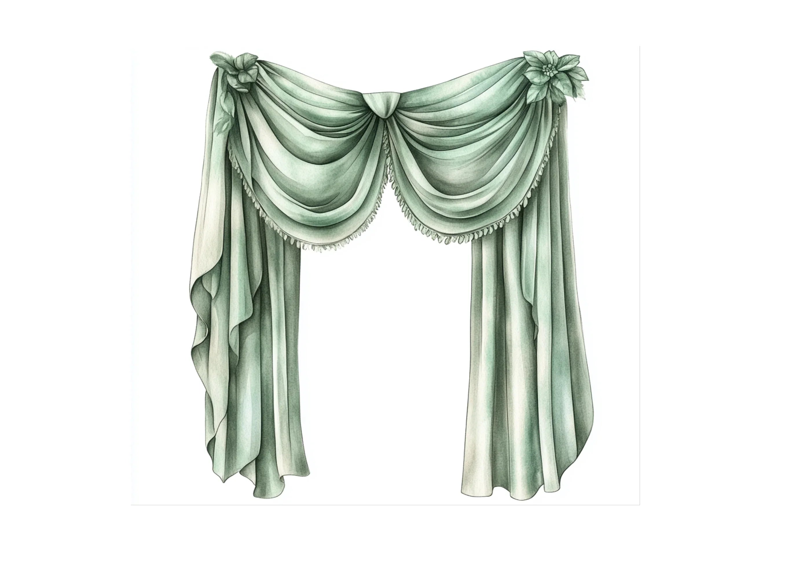 Elegant Green Curtains Clipart Bundle
