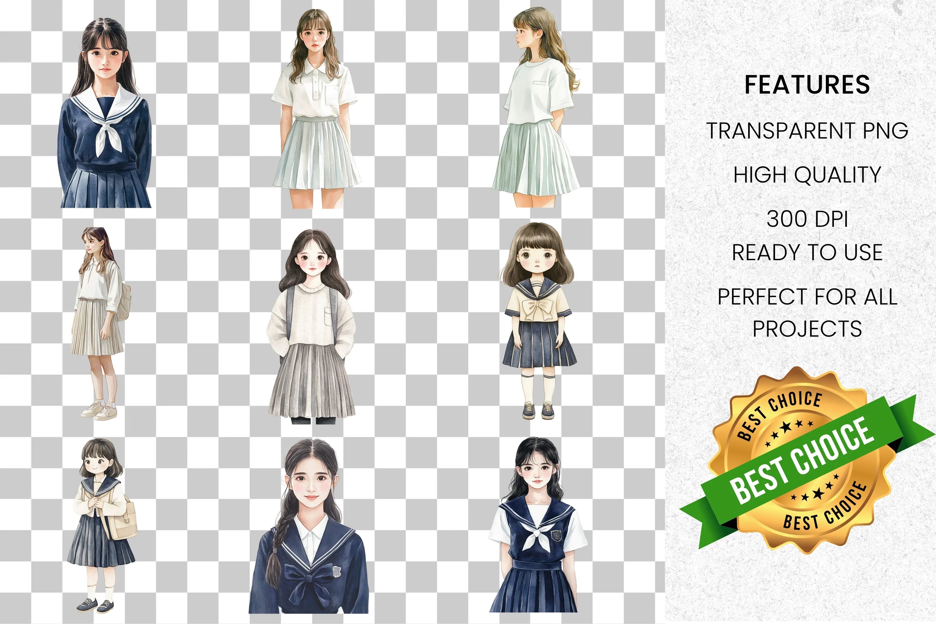 School Girls Clipart Bundle