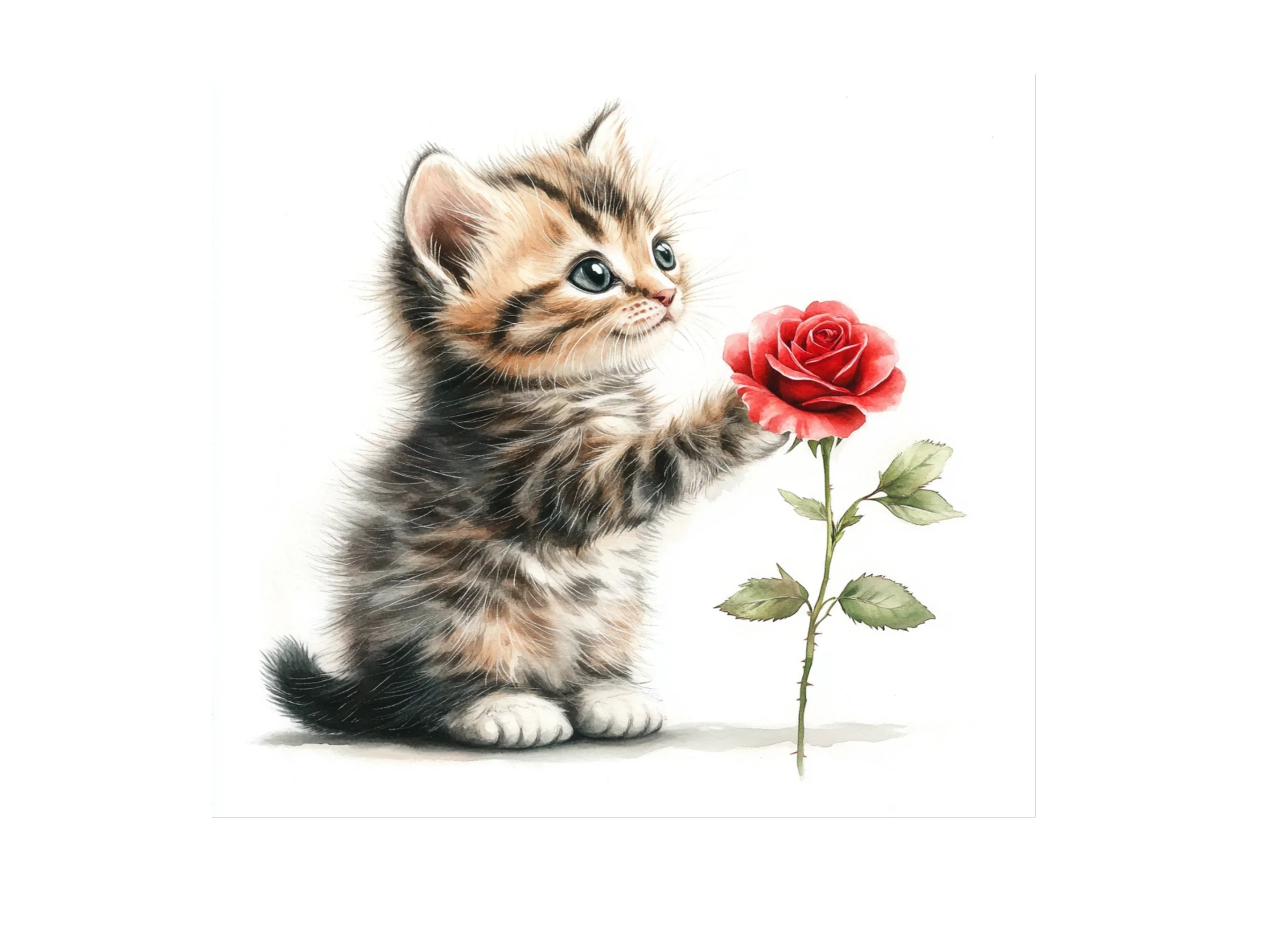 Sweet Kittens with Red Roses Clipart Bundle