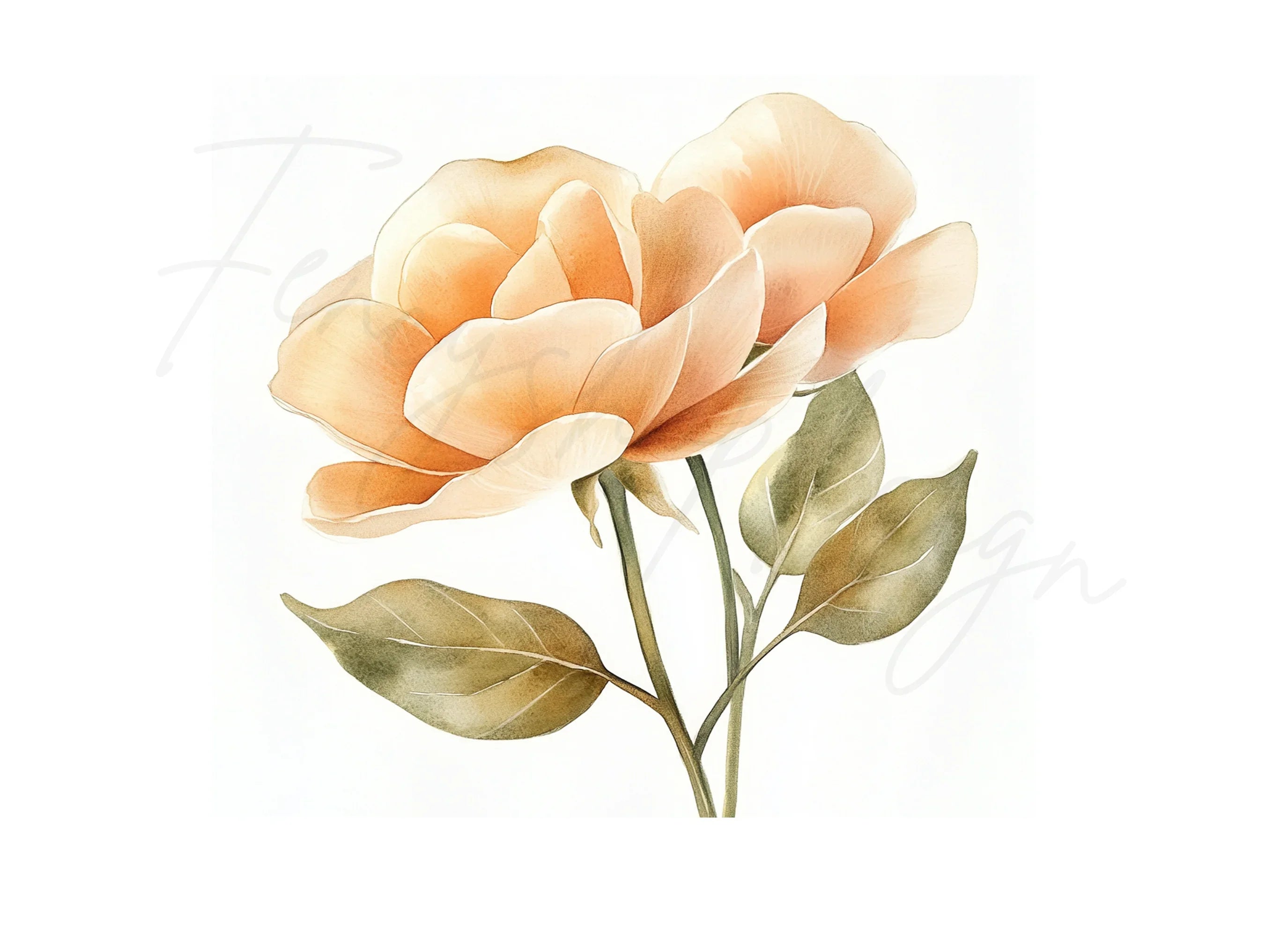Vibrant Peach Flower Clipart Bundle