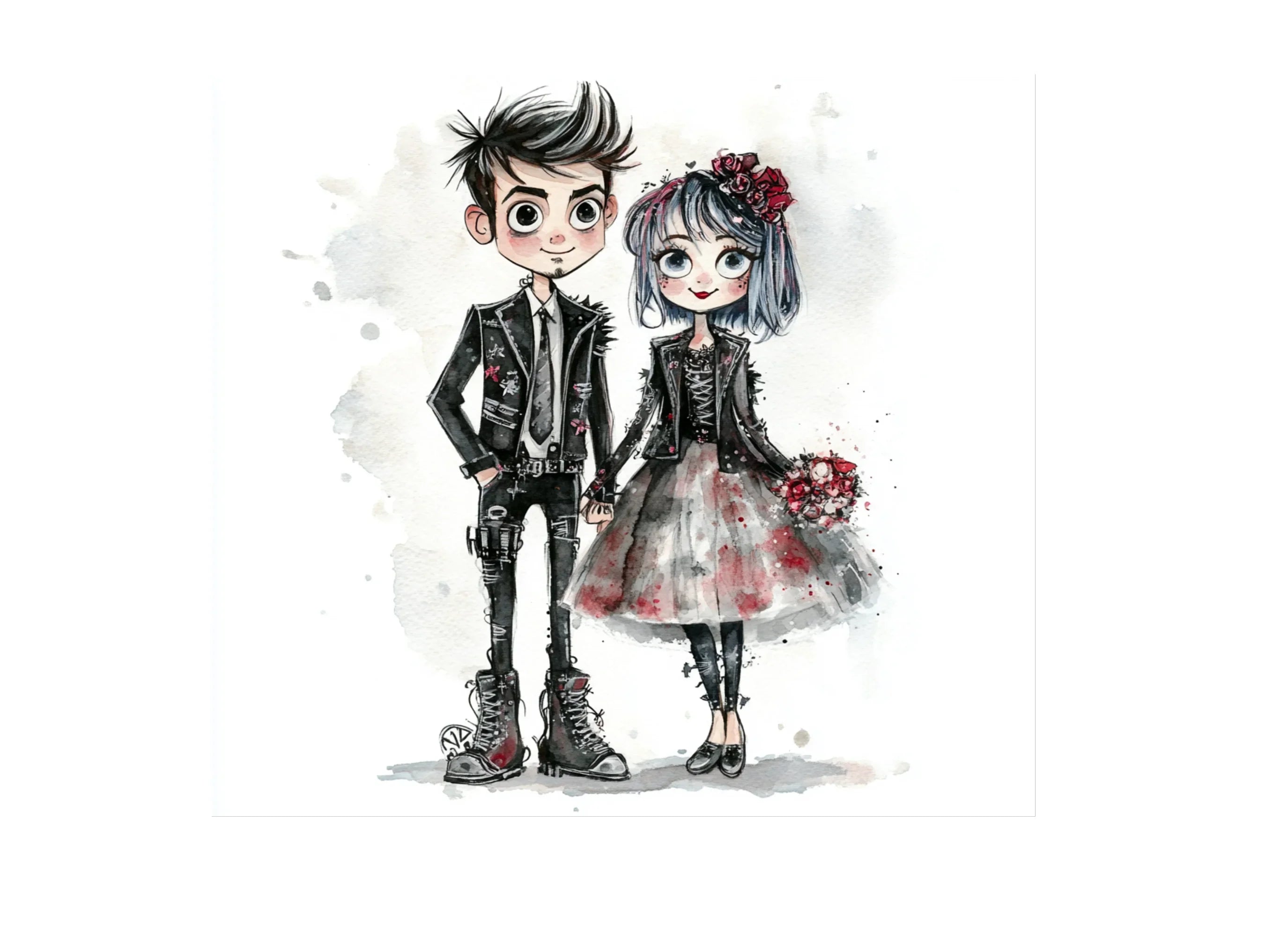 Punk Rock Wedding Couple Clipart Bundle