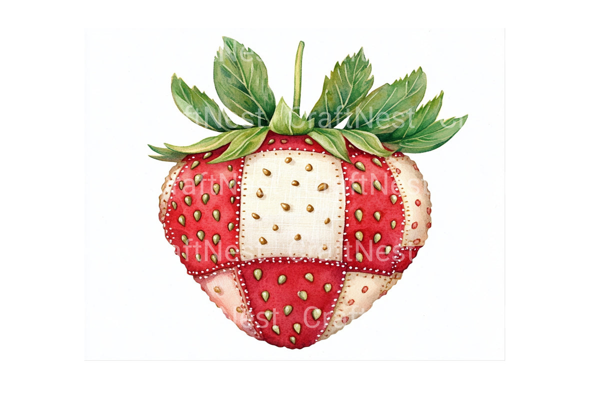 Patchwork Strawberry Designs Clipart Bundle