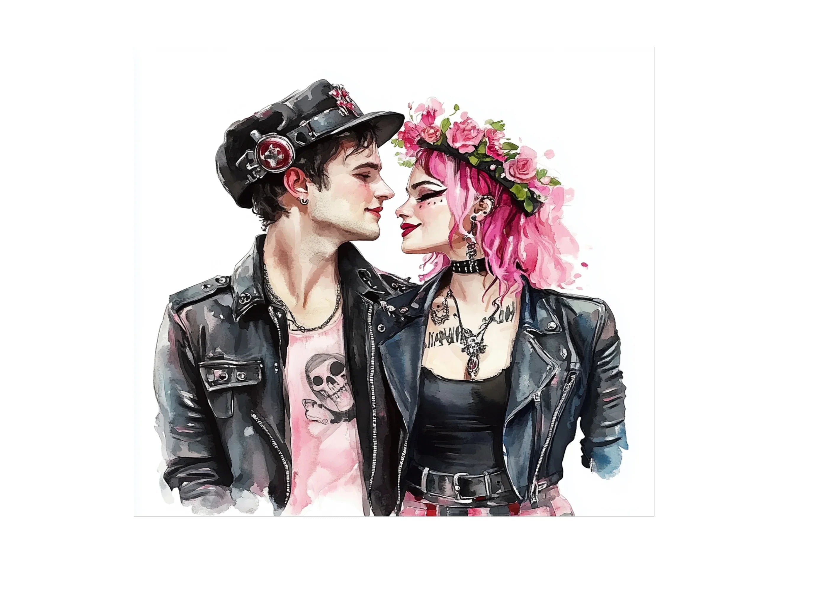 Edgy Punk Couple in Love Clipart Bundle