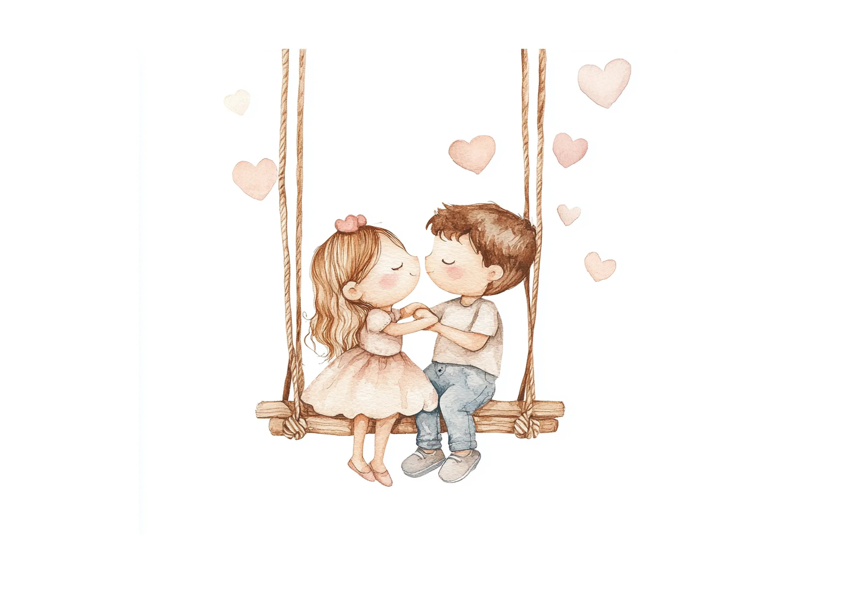 Cute Couple on Swing Clipart Bundle