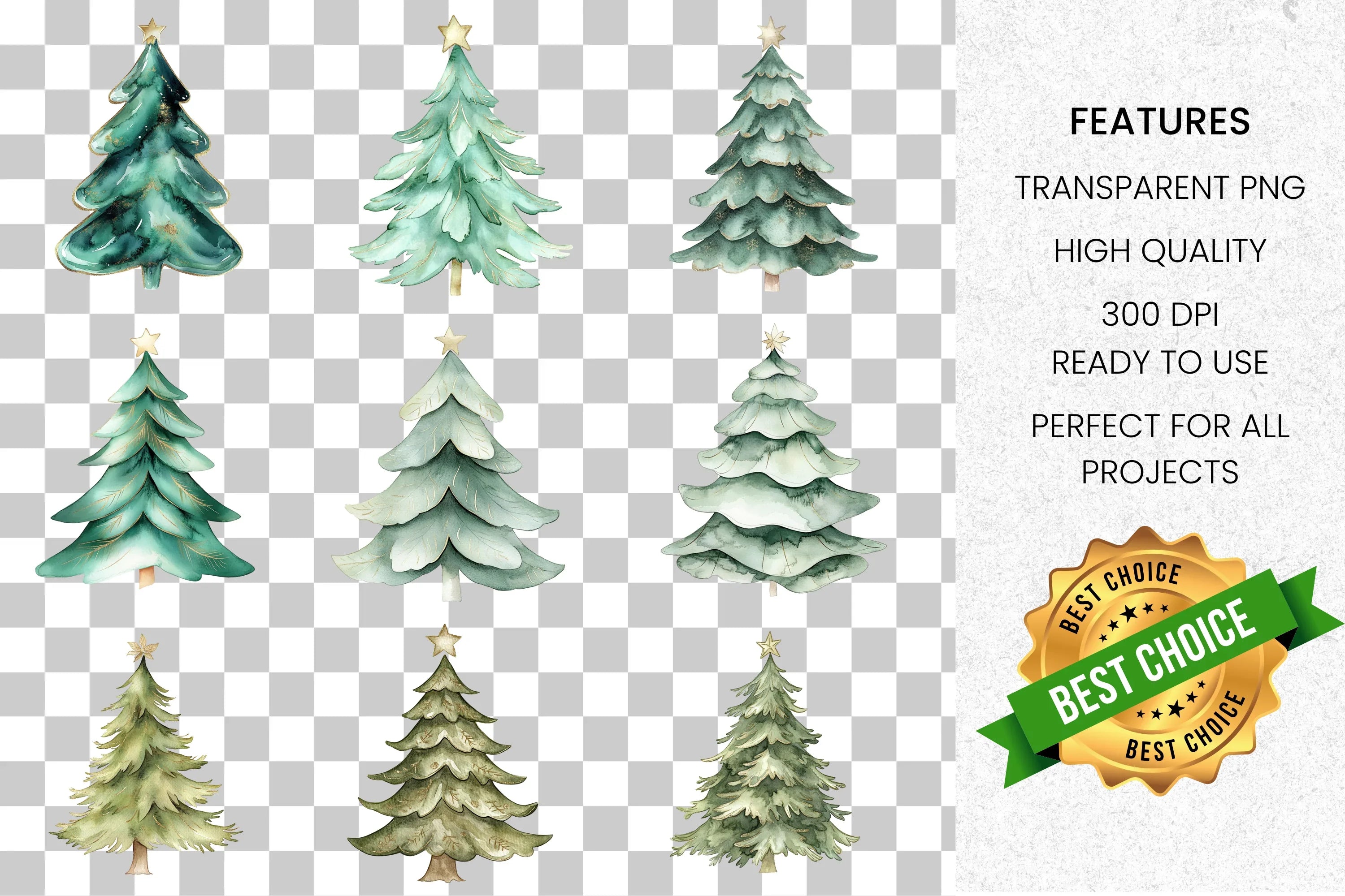 Christmas Tree Clipart Bundle