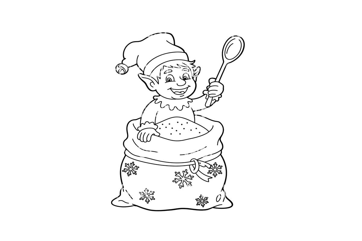 Christmas Elf in Sack Coloring Books