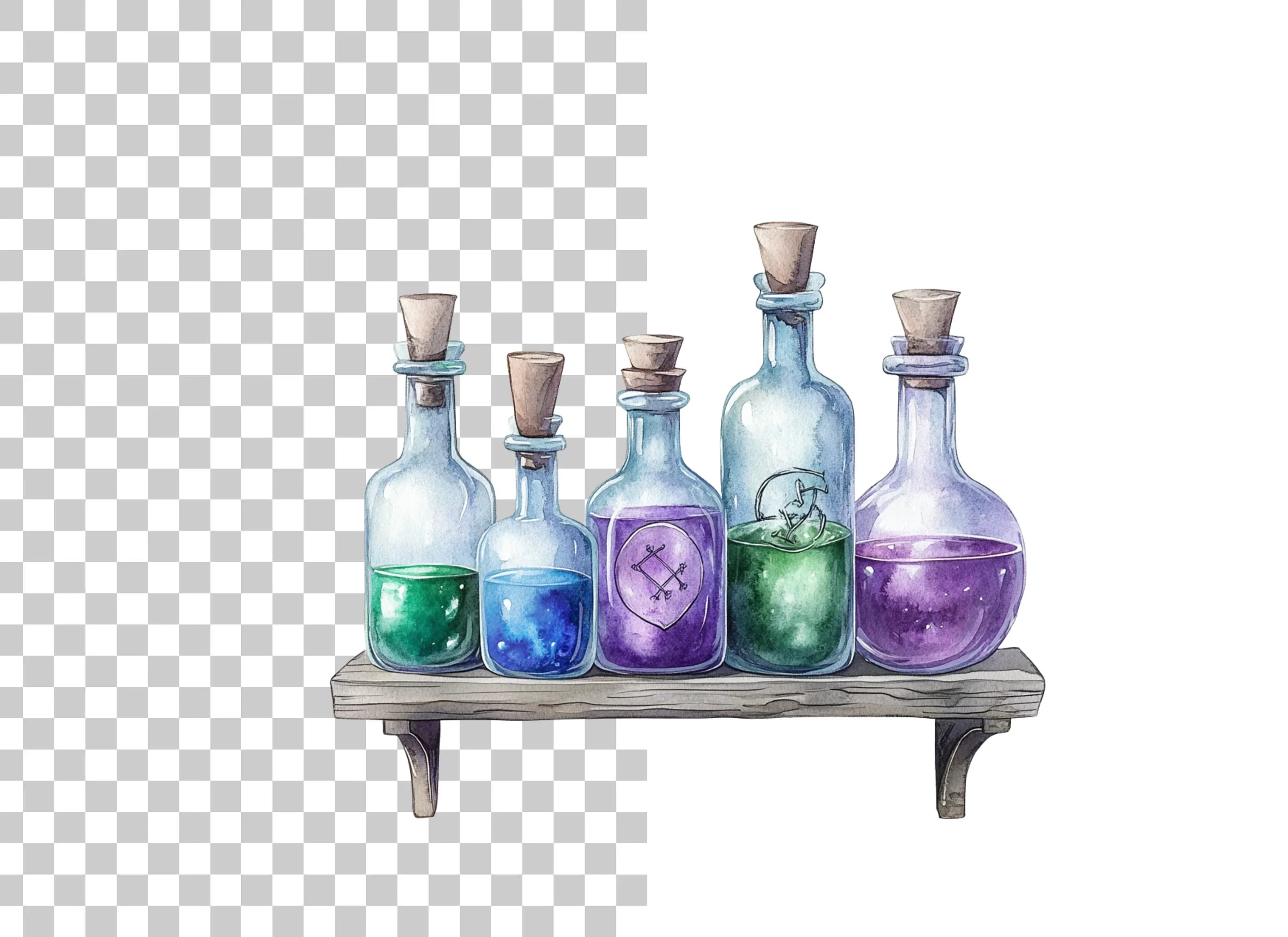 Magical Potion Bottles Clipart Bundle