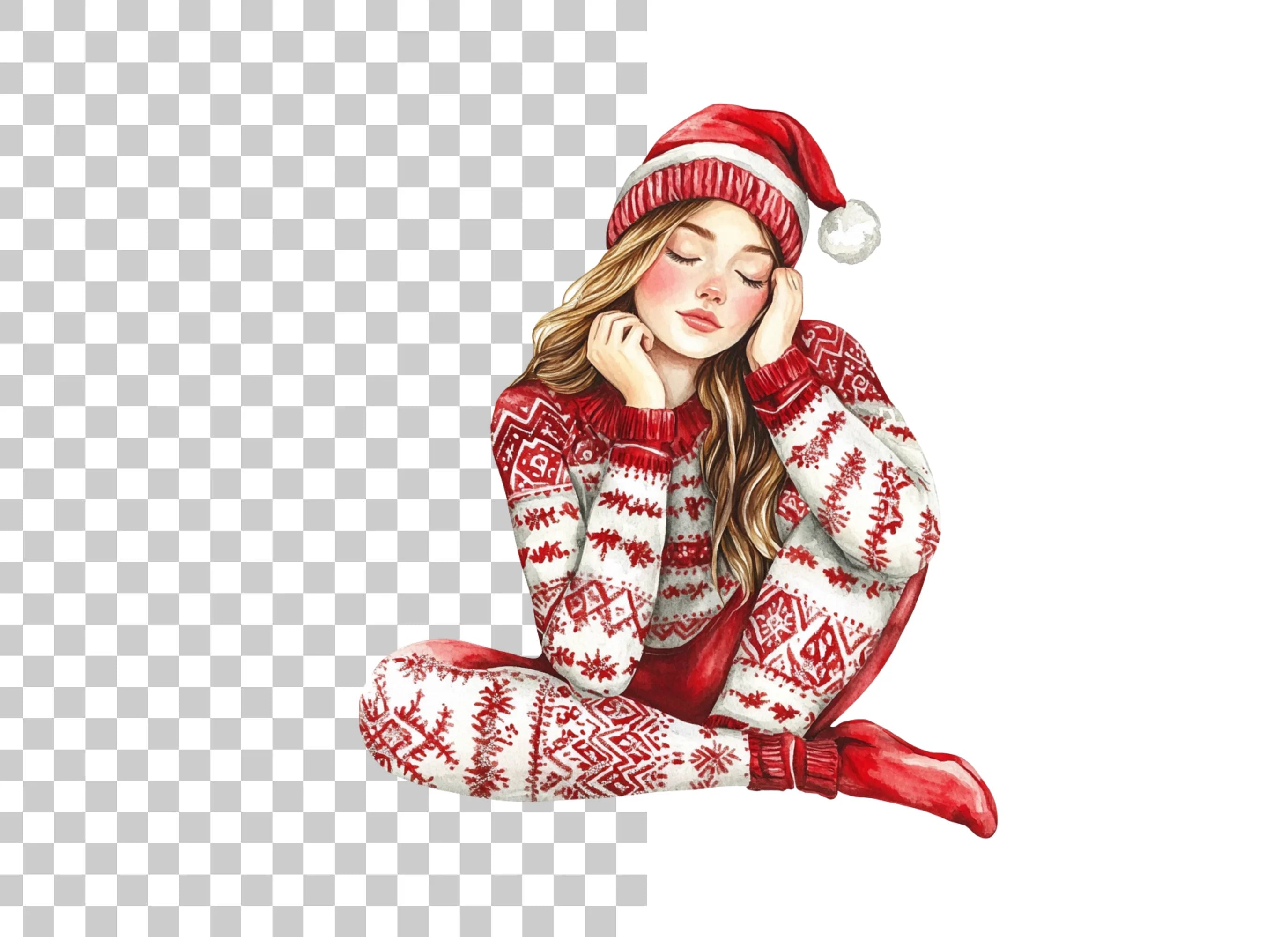 Cozy Christmas Girl Clipart Bundle