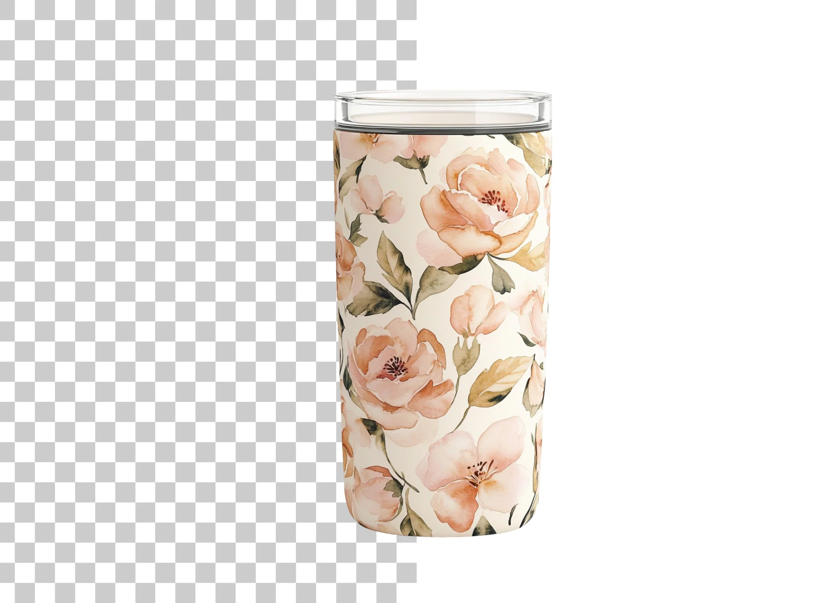 Vintage Peach Floral Tumbler Clipart Bundle