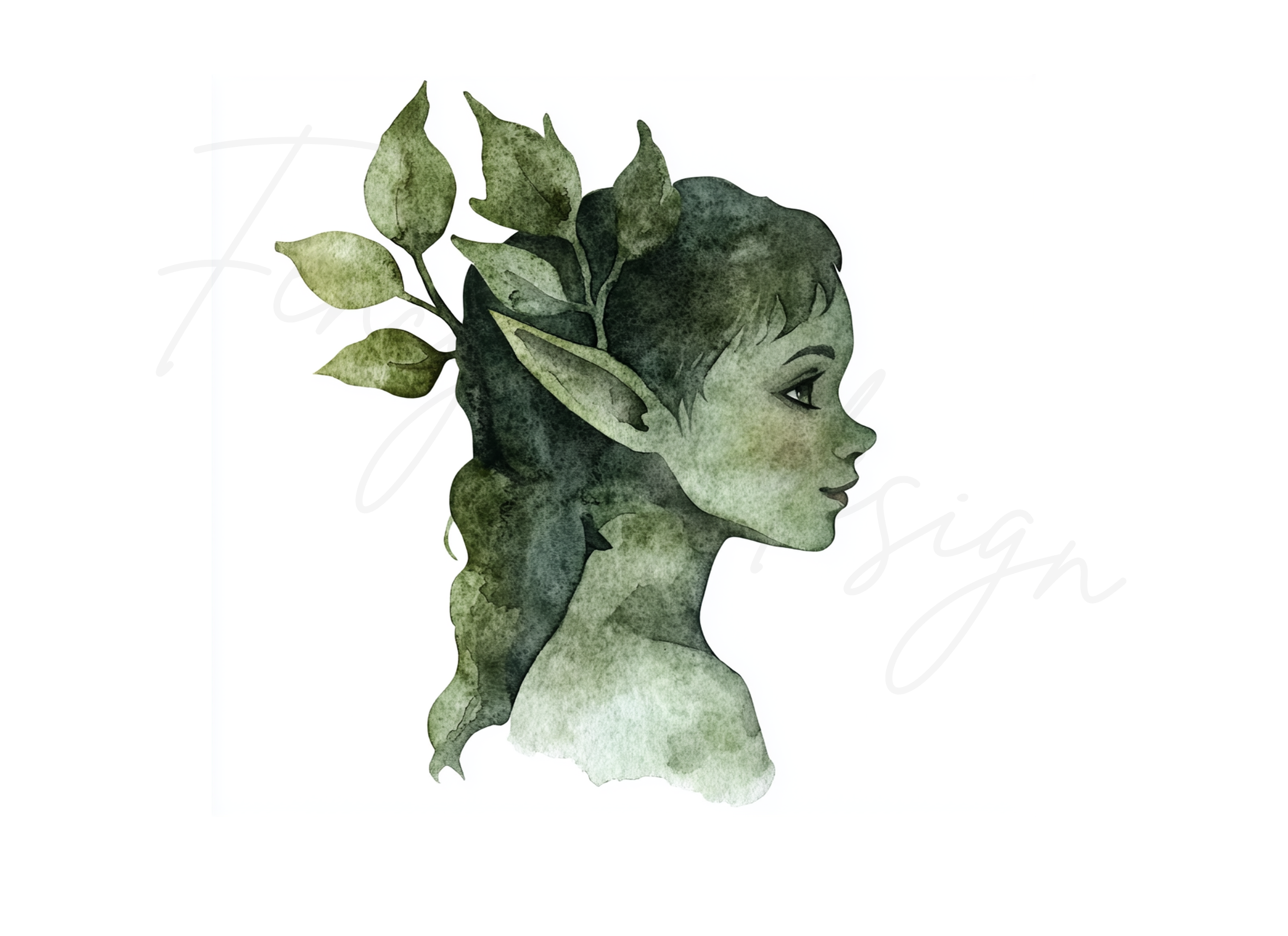 Forest Elf Profiles Clipart Bundle