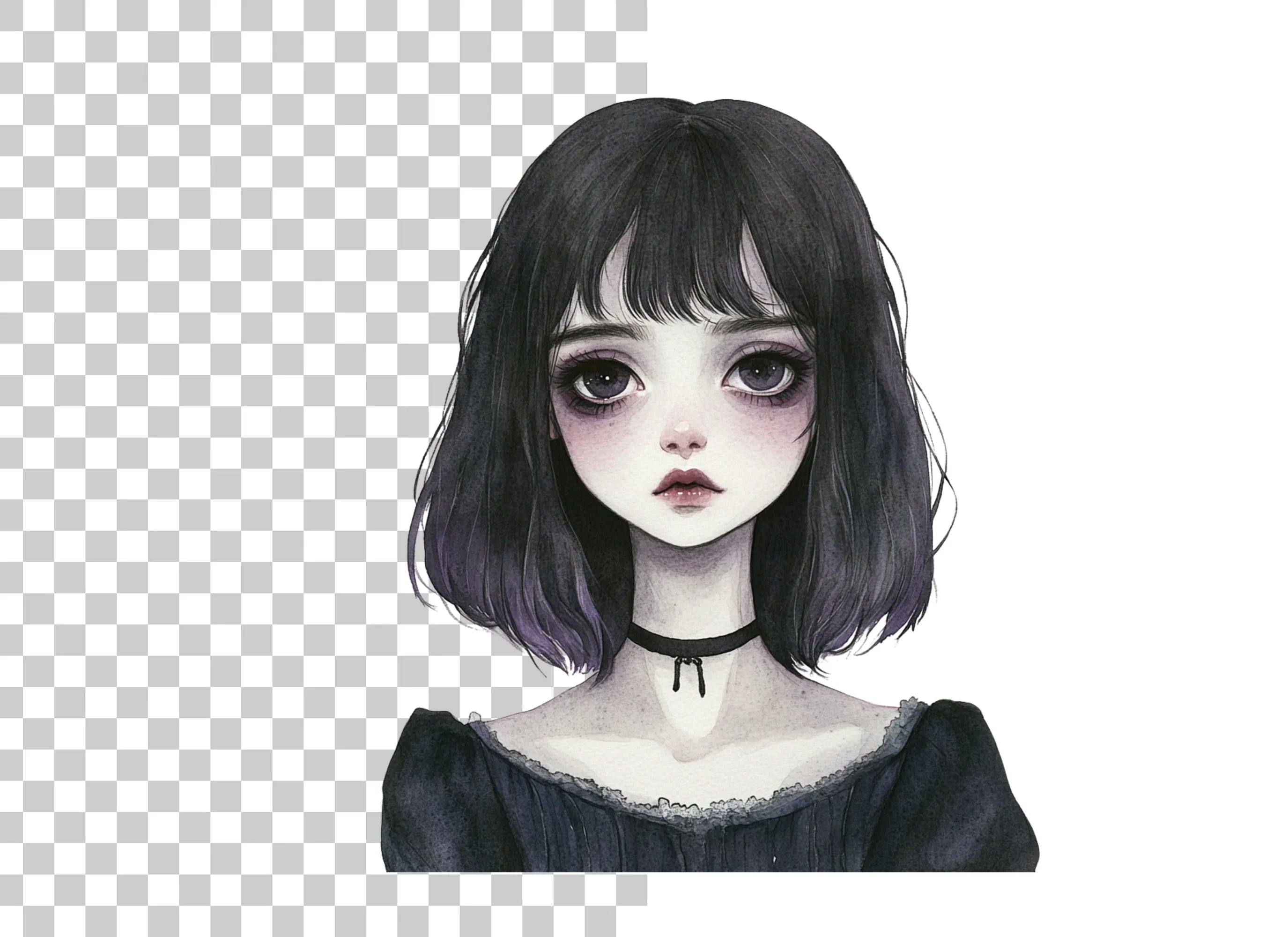 Dark Aesthetic Goth Girl Clipart Bundle