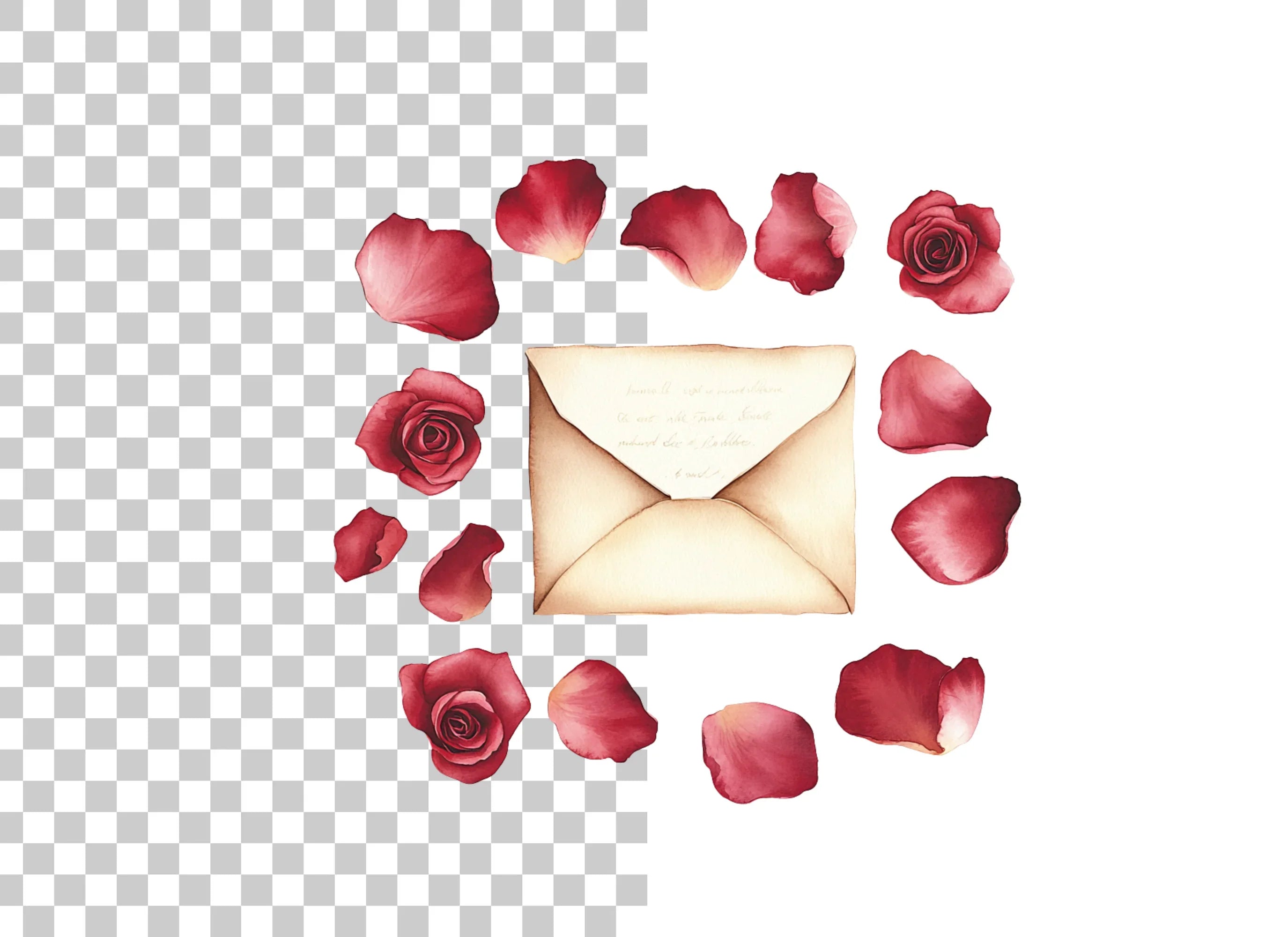 Rose Petals and Envelopes Clipart Bundle