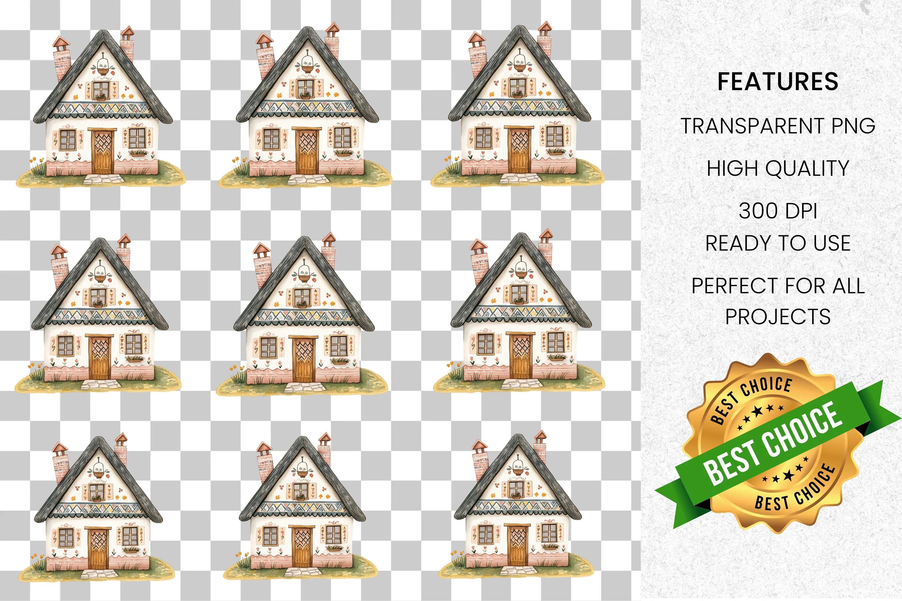 Cozy Cottage House Clipart Bundle