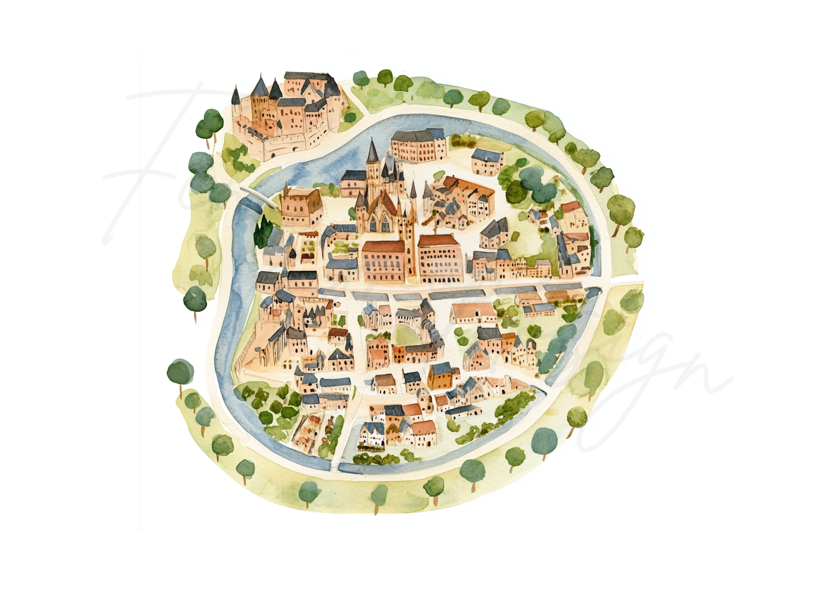 Fantasy Town Maps Clipart Bundle