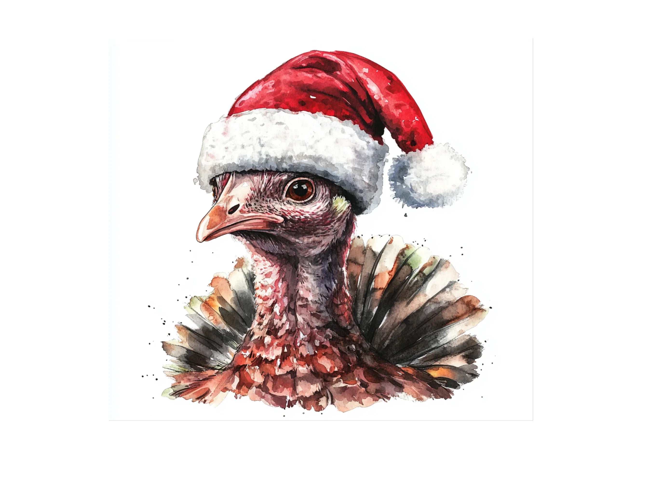 Festive Turkey in Santa Hat Clipart Bundle