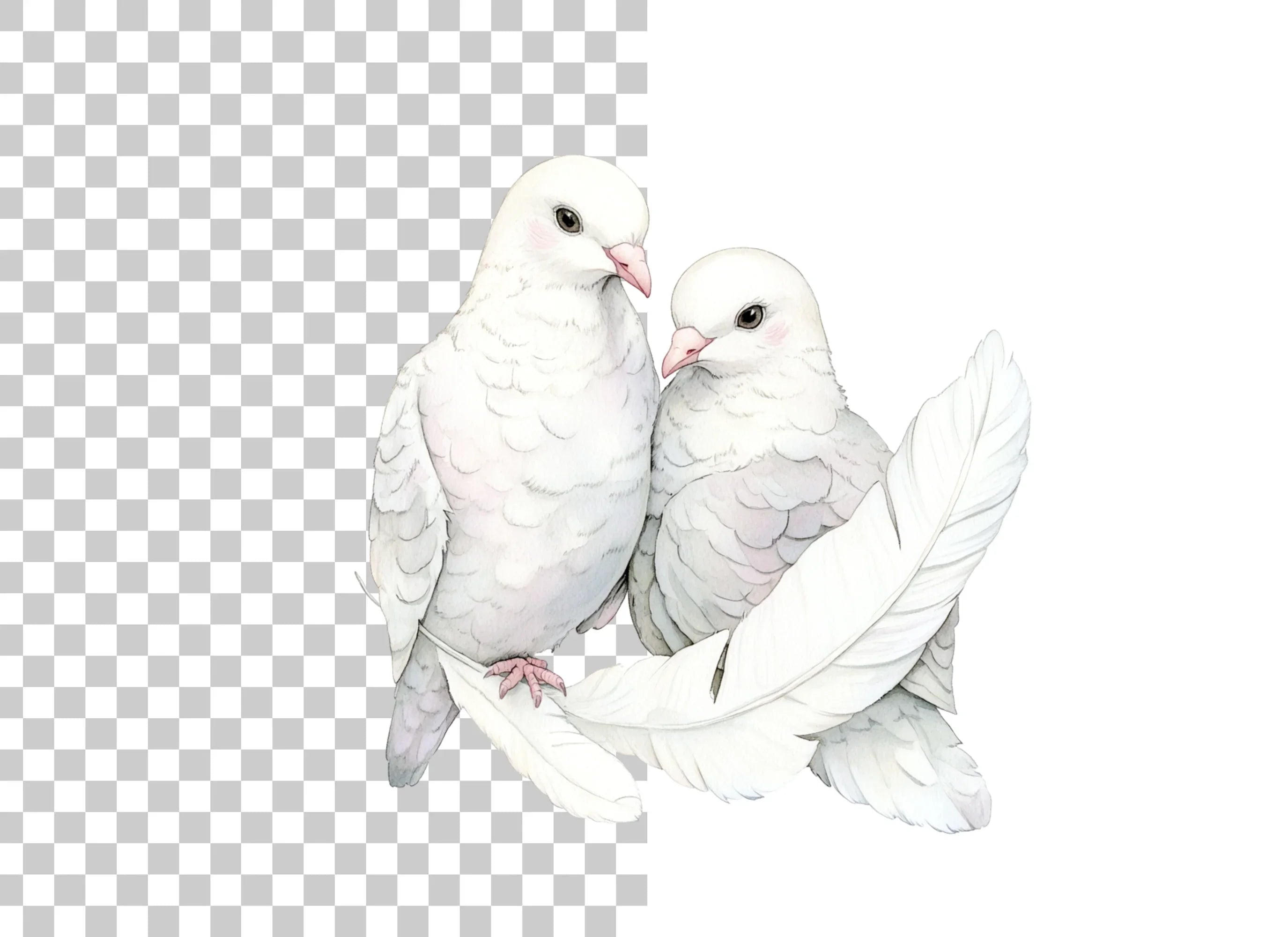 White Doves Feathers Clipart Bundle
