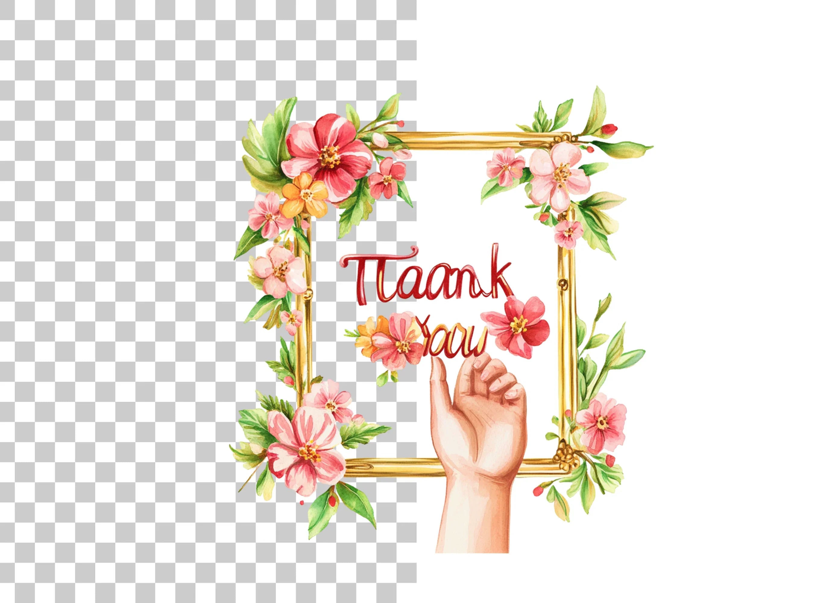 Thank You Floral Frame Clipart Bundle