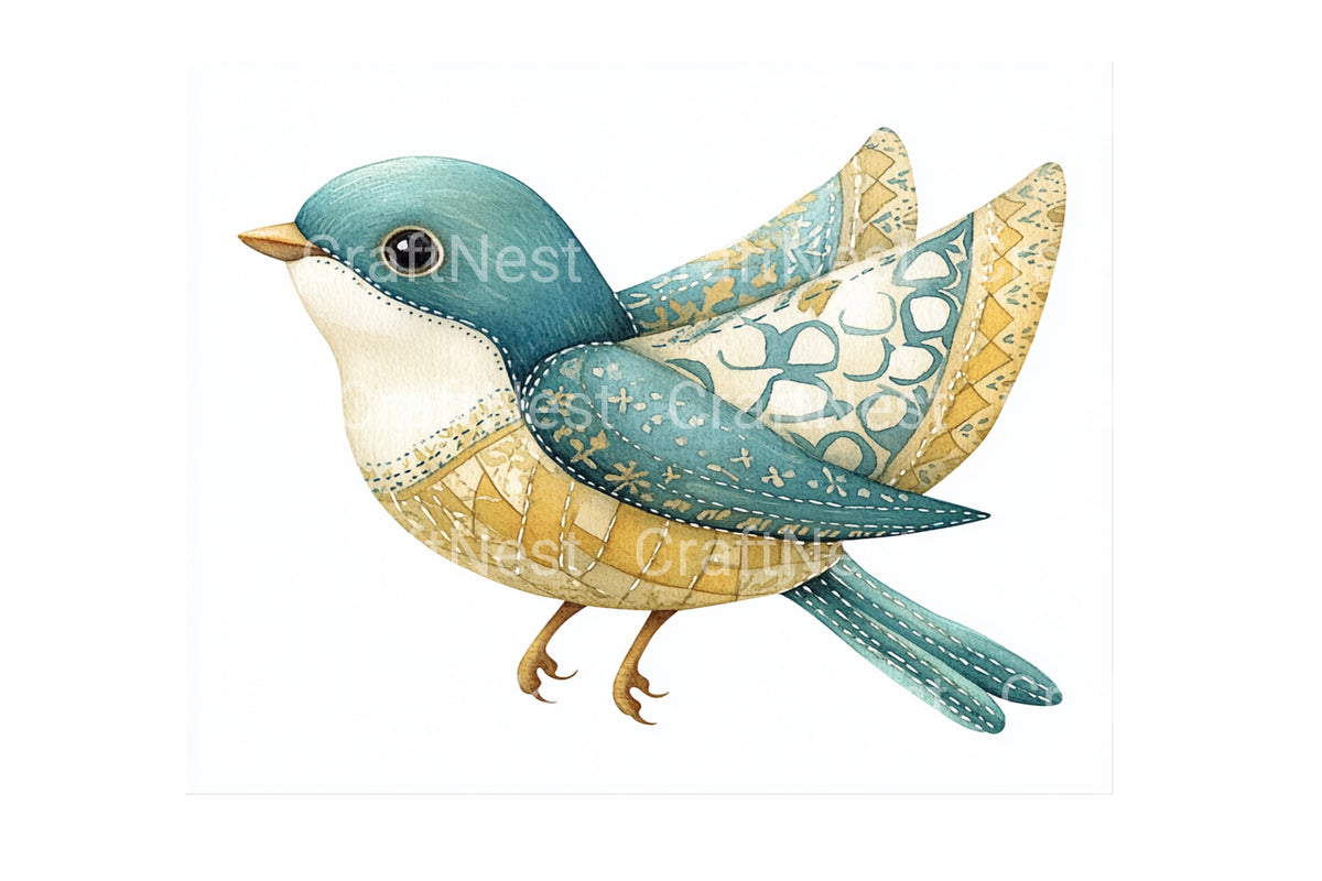 Patchwork Bird Clipart Bundle
