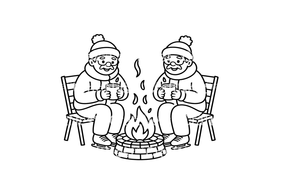 Cozy Winter Campfire Coloring Books
