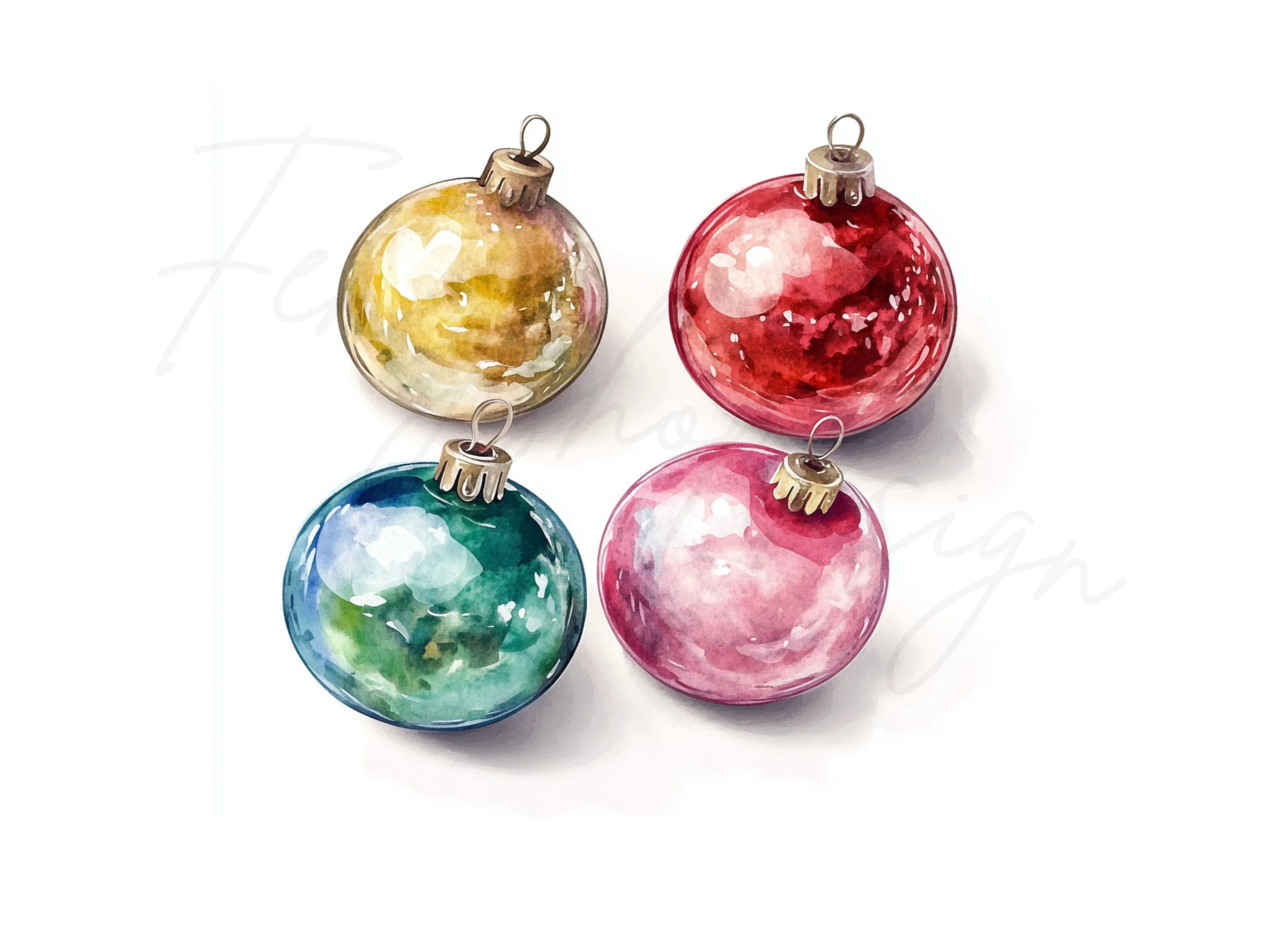 Christmas Ornaments Clipart Bundle