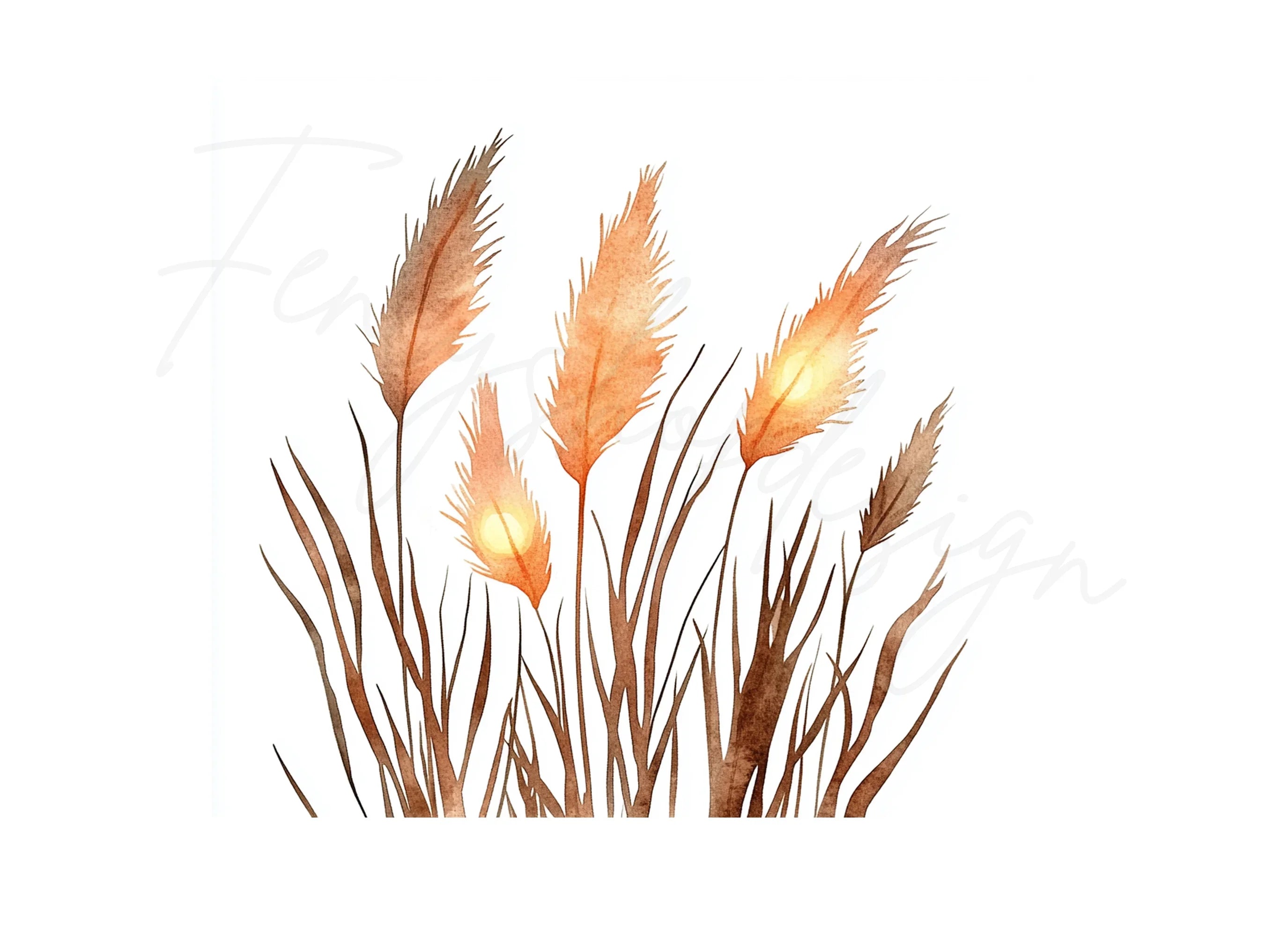 Autumn Pampas Grass Clipart Bundle