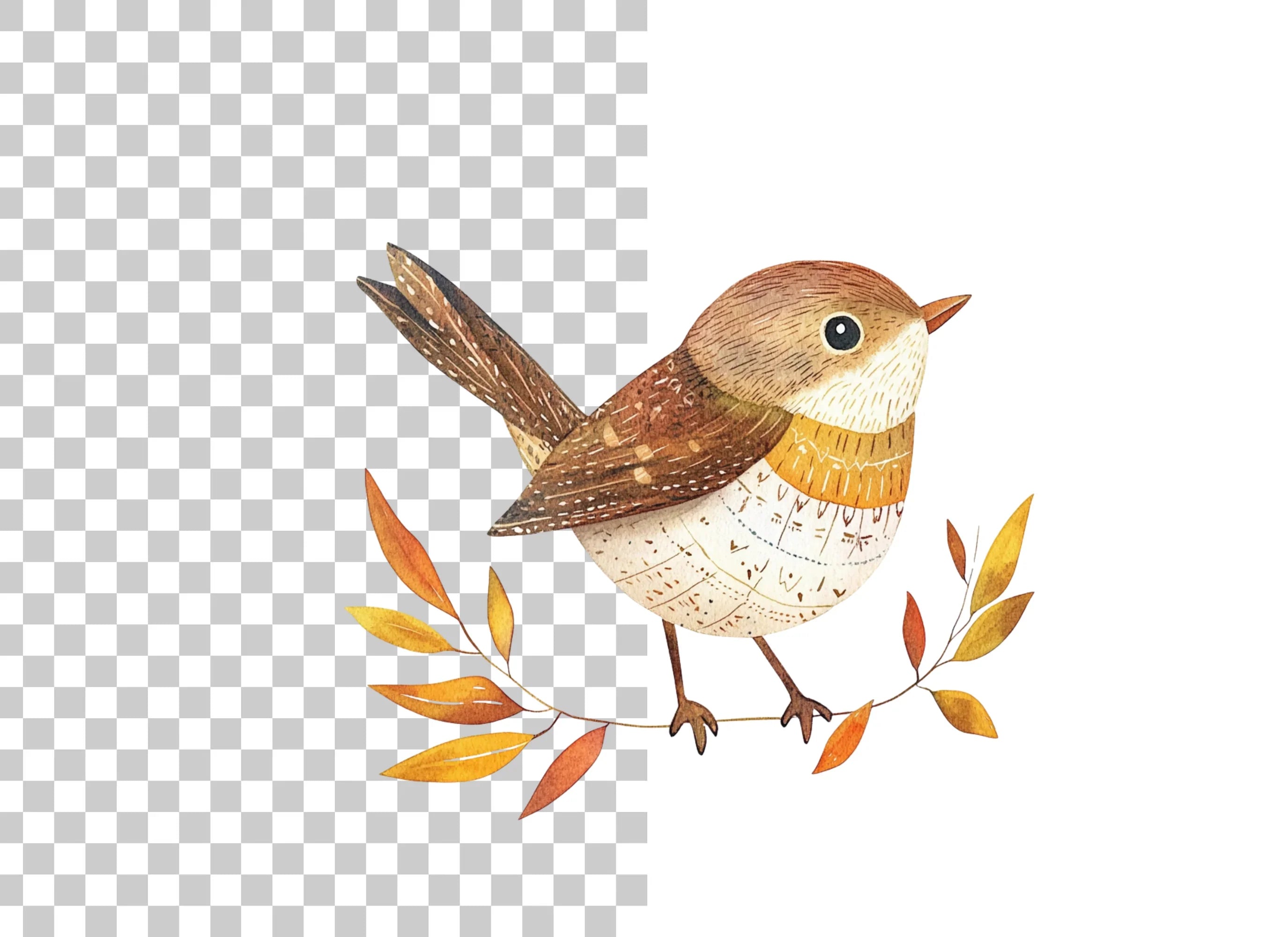 Cute Bird on Branch Clipart Bundle