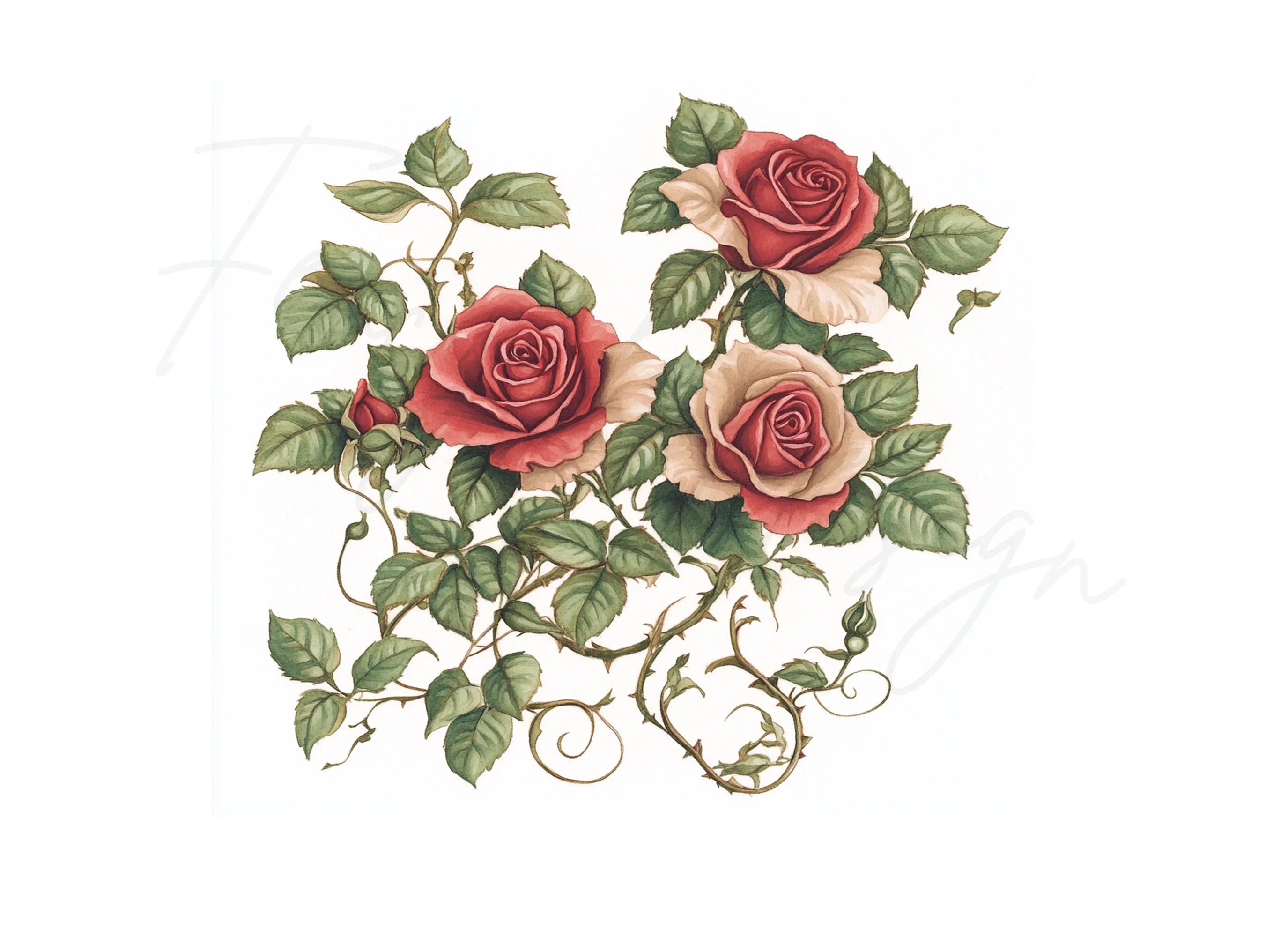 Red Roses Clipart Bundle