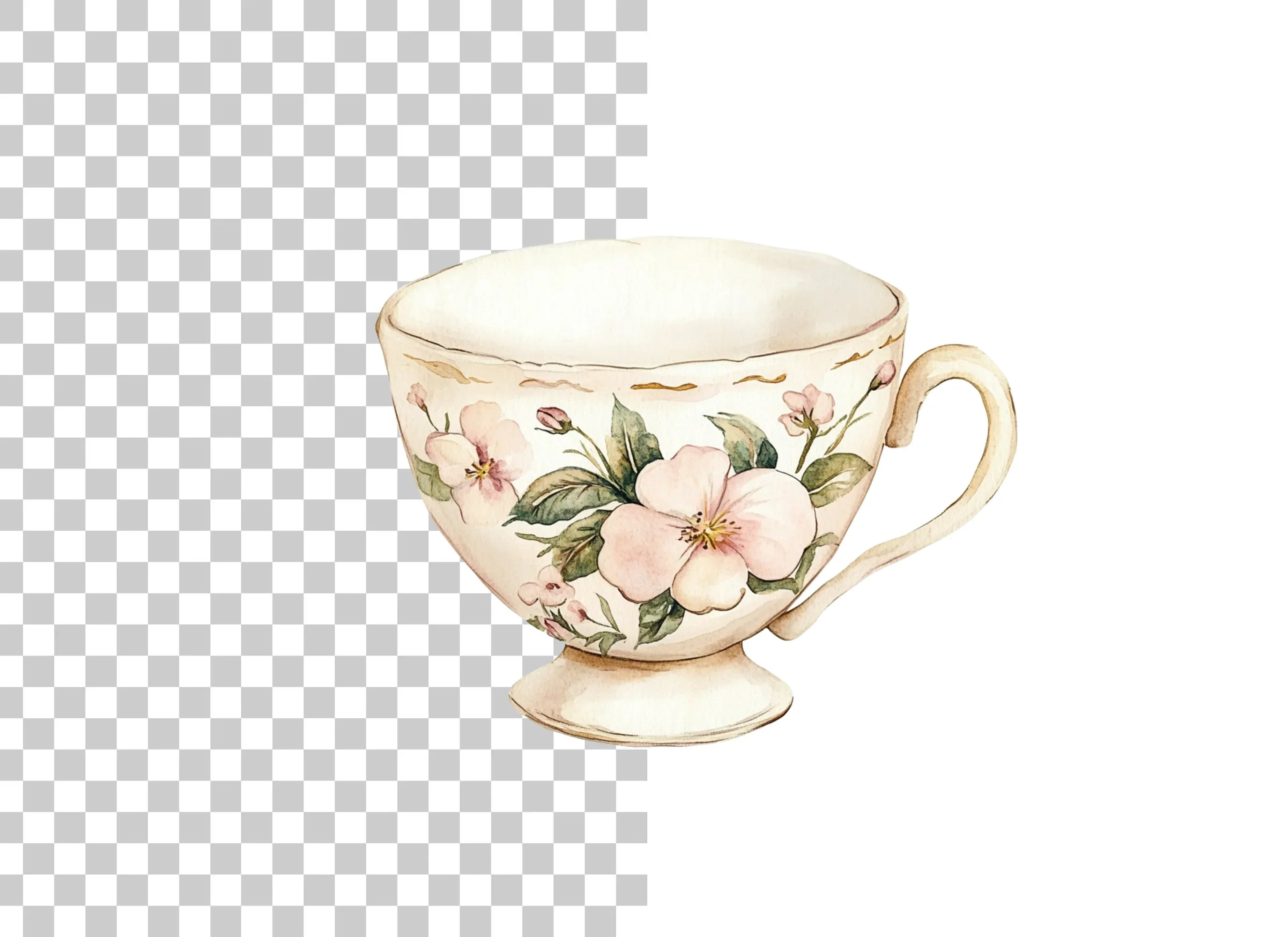 Elegant Floral Teacup Clipart Bundle