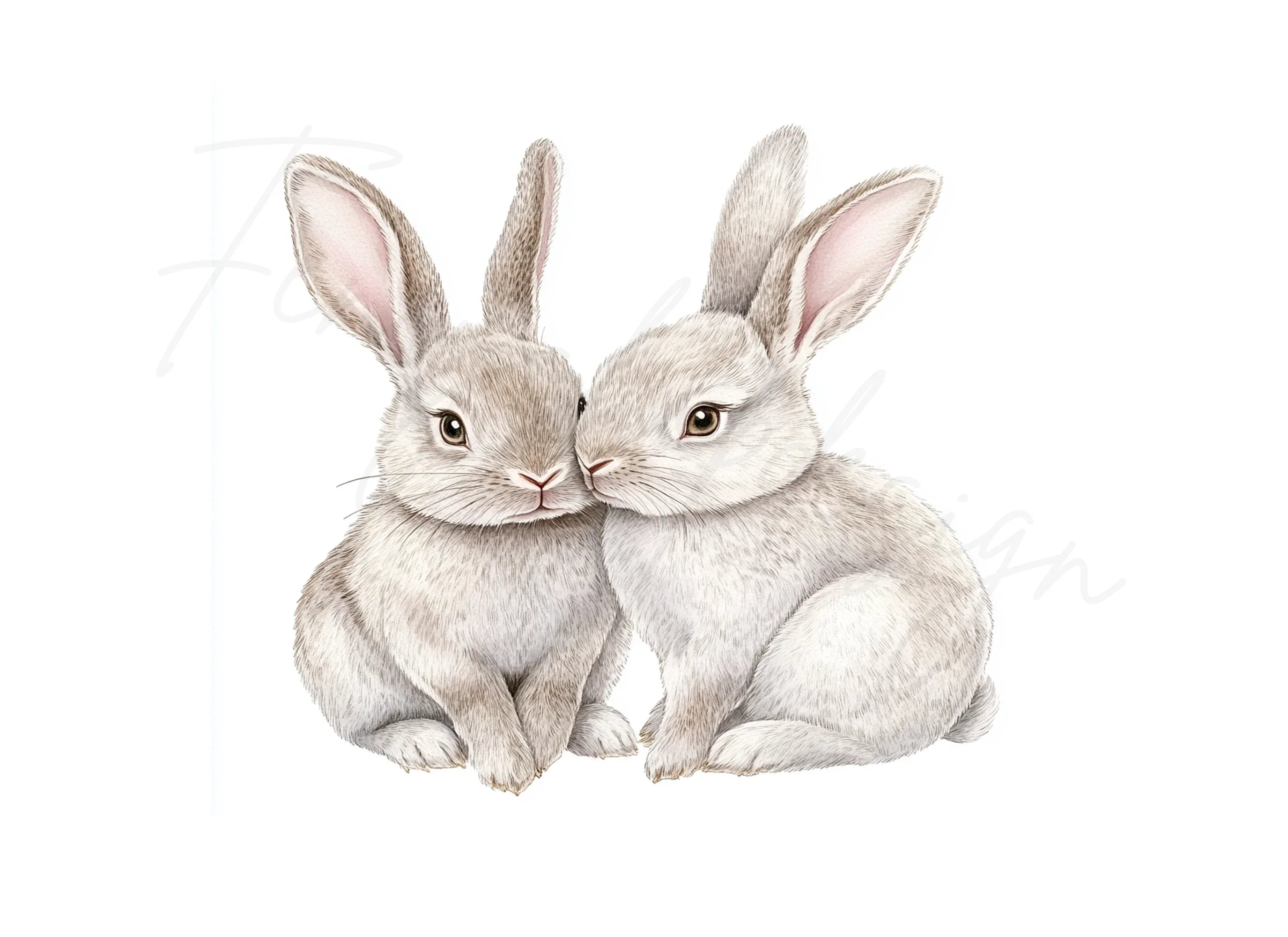 Cute Bunny Couples Clipart Bundle