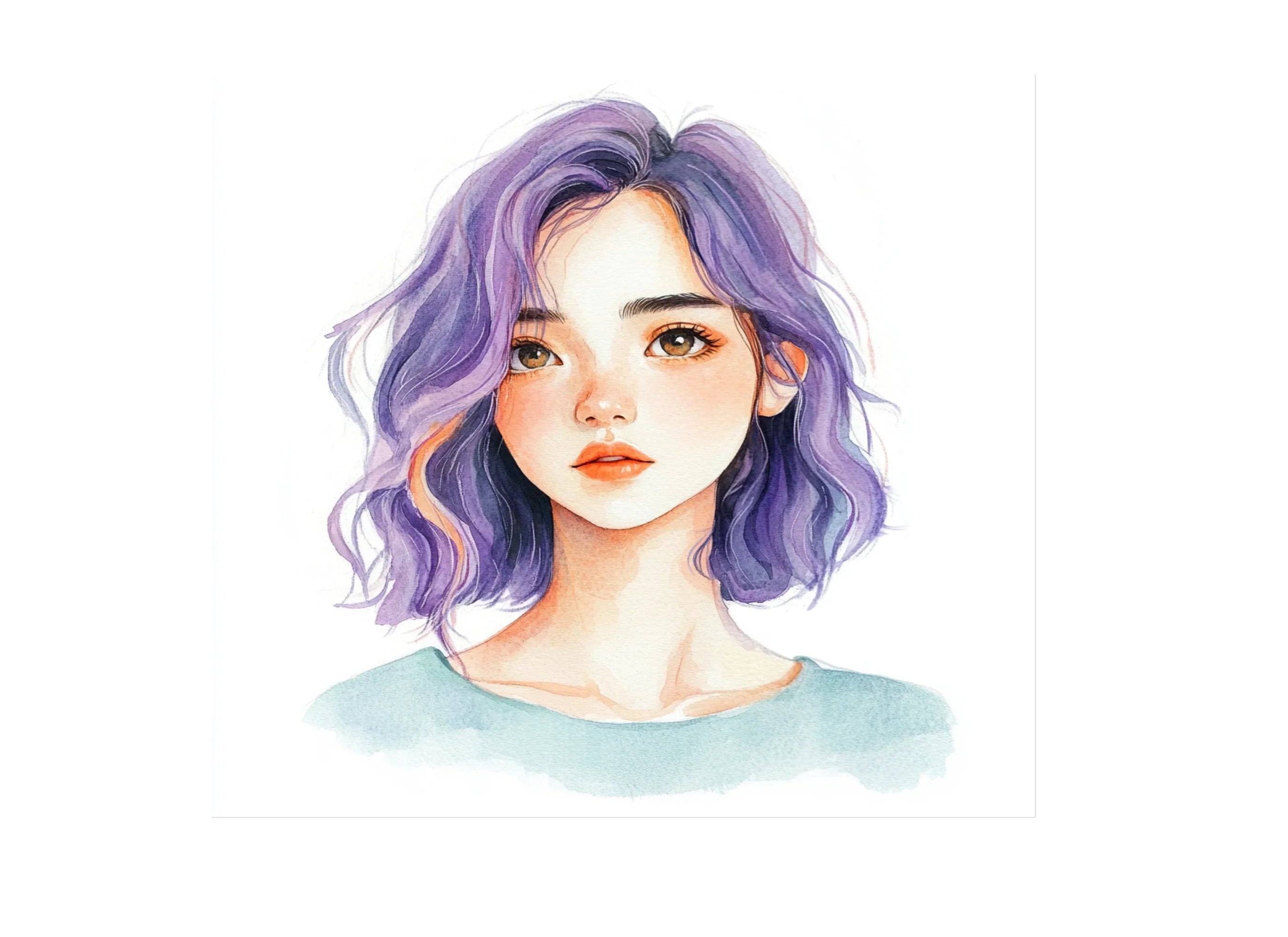 Cute Girls with Purple Hair Clipart Bundle