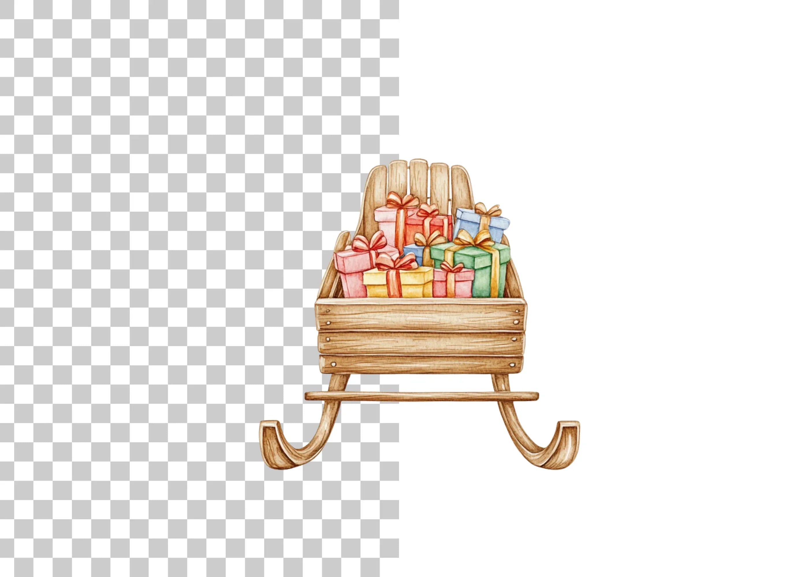 Christmas Sleigh with Gifts Clipart Bundle