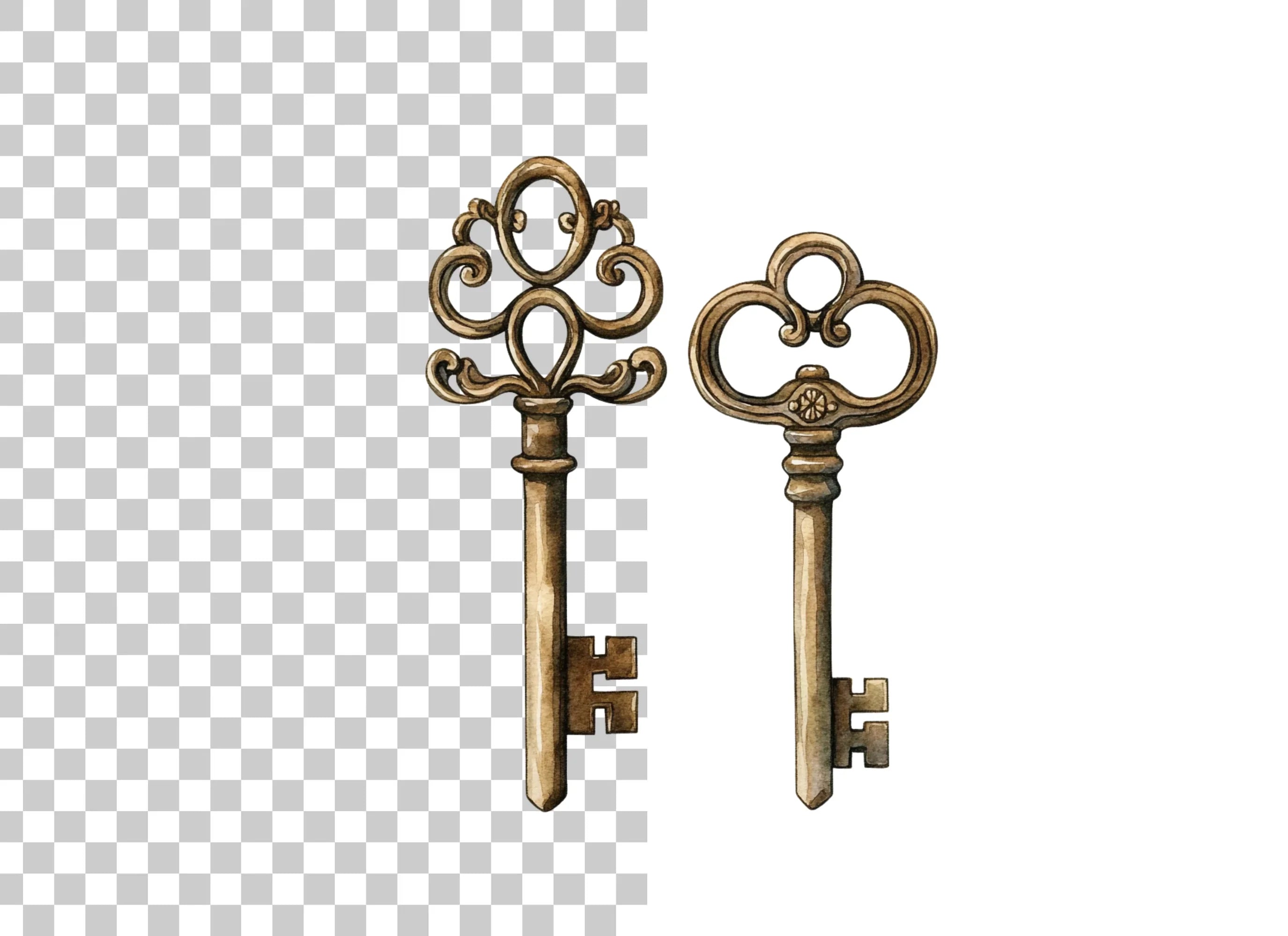 Vintage Skeleton Keys Clipart Bundle