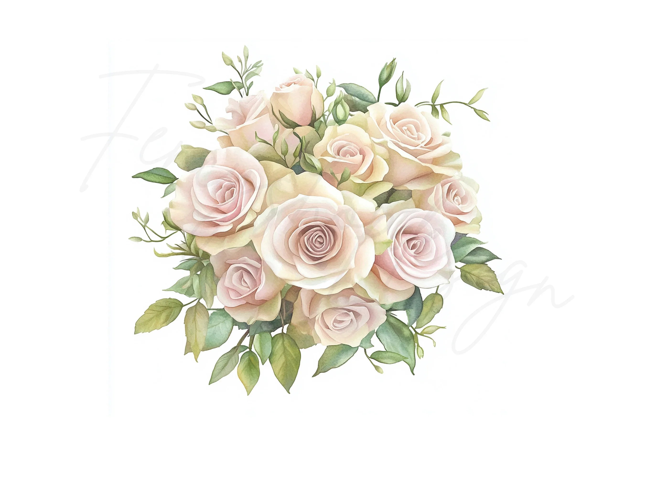Elegant Rose Bouquet Clipart Bundle