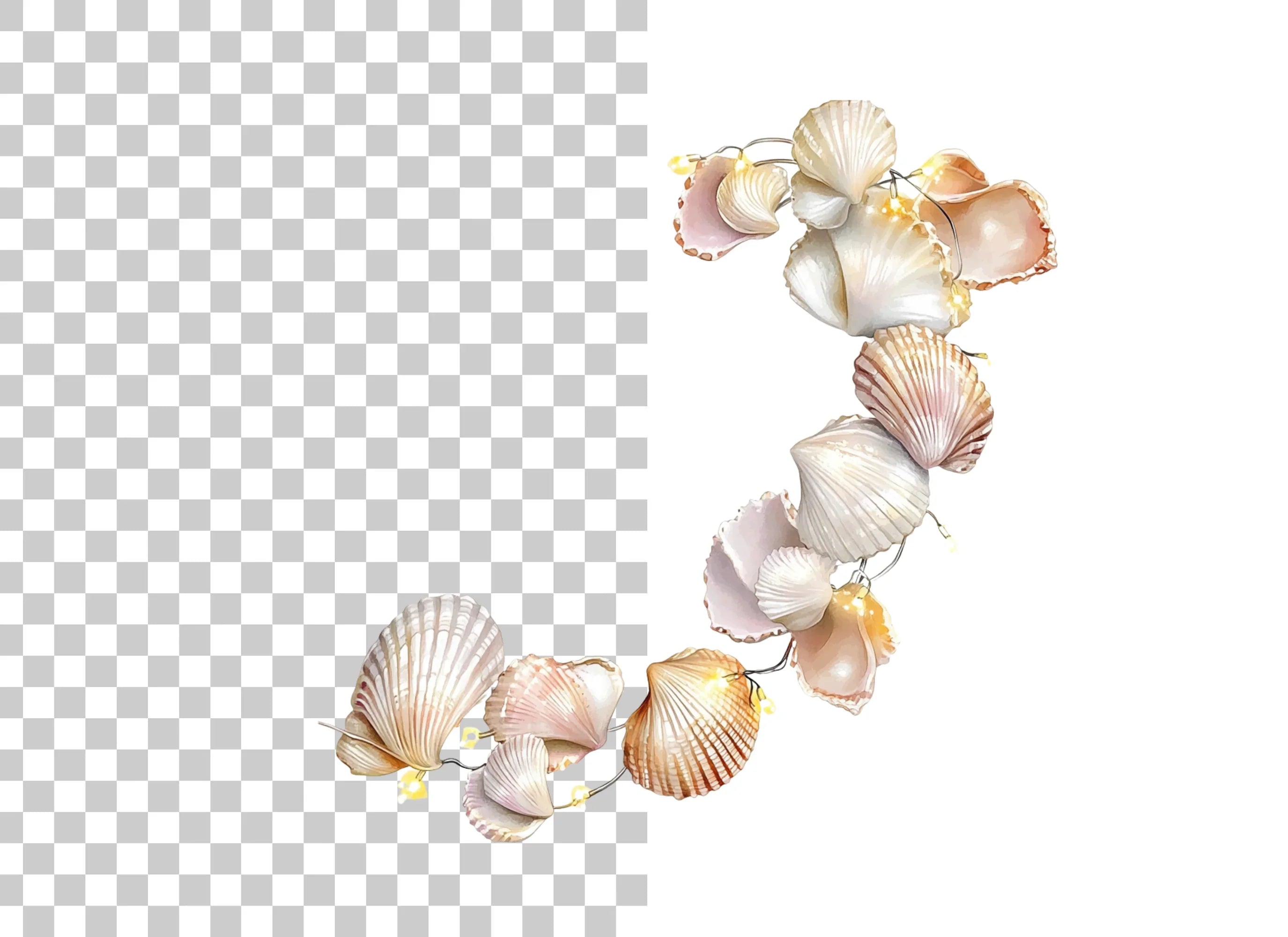Shimmering Seashell Garland Clipart Bundle