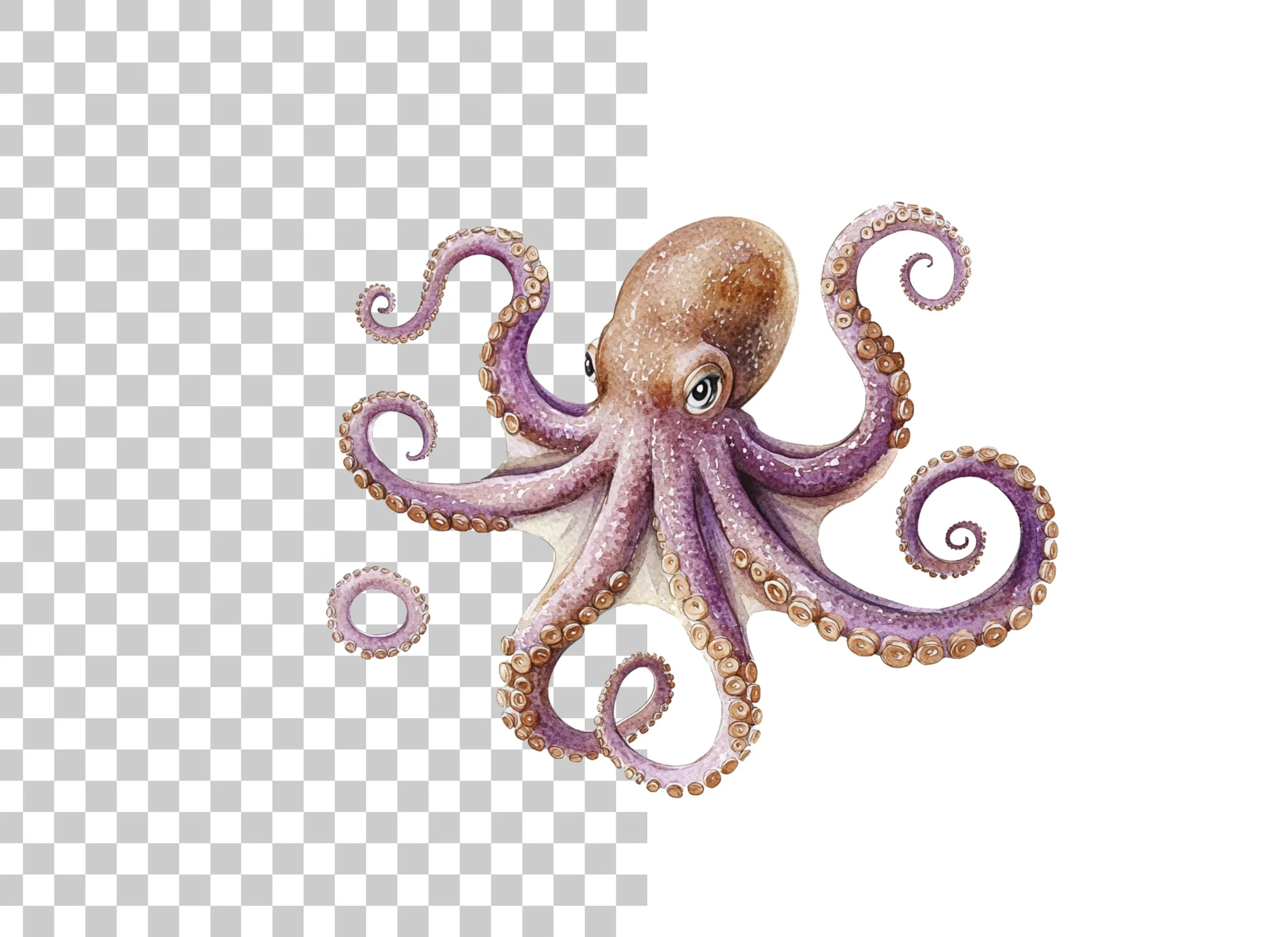 Purple Octopus Clipart Bundle