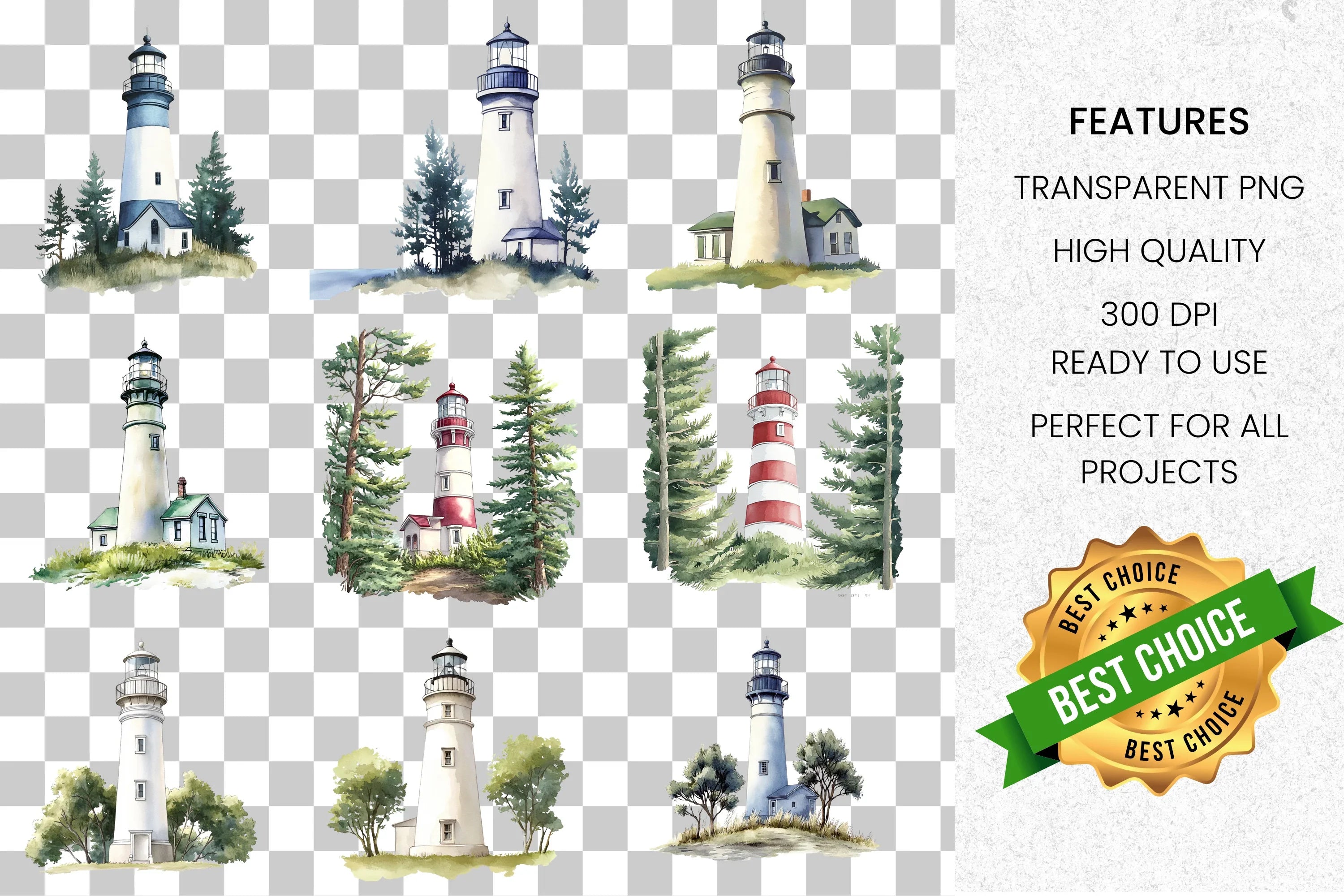 Lighthouse Clipart Bundle