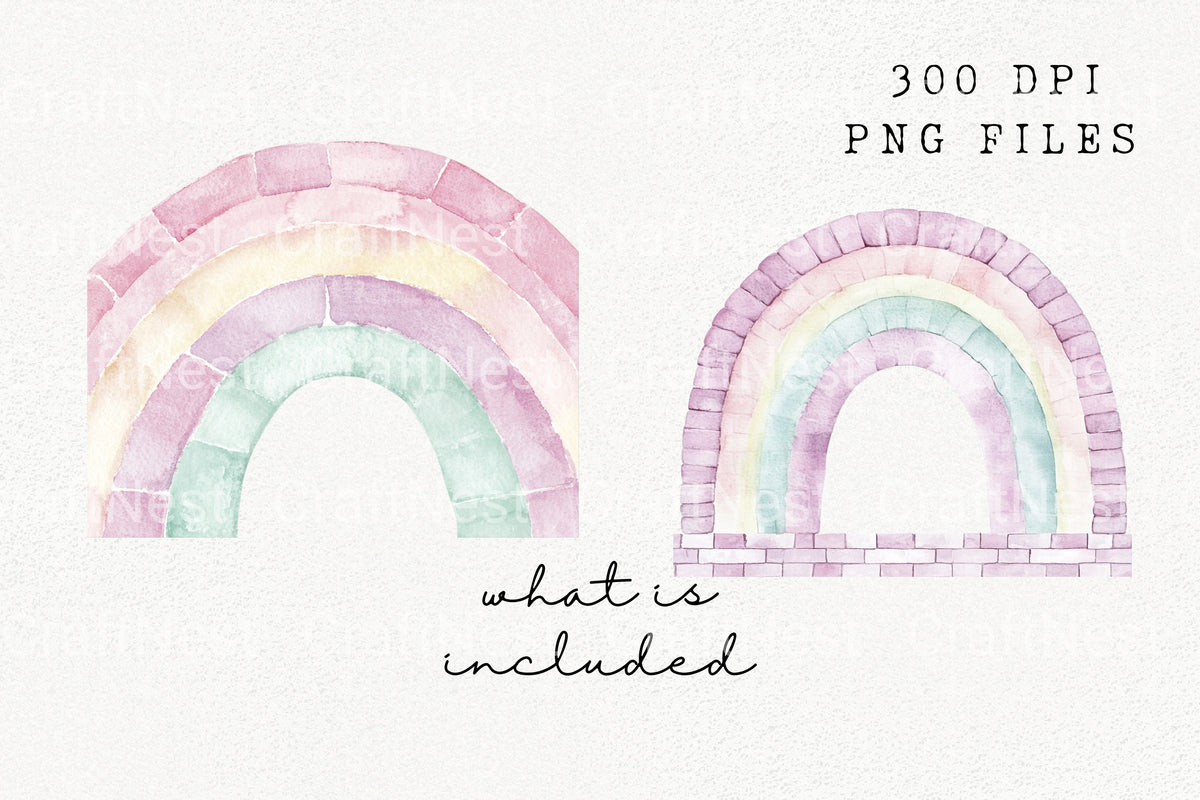 Pastel Rainbow Arch Clipart Bundle