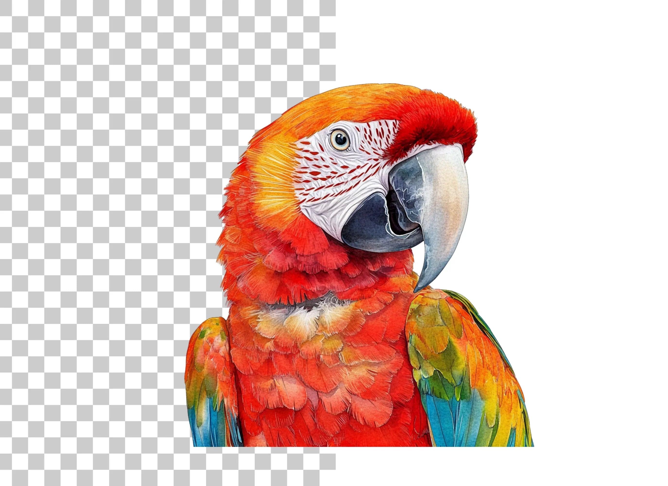 Vibrant Scarlet Macaw Parrot Clipart Bundle