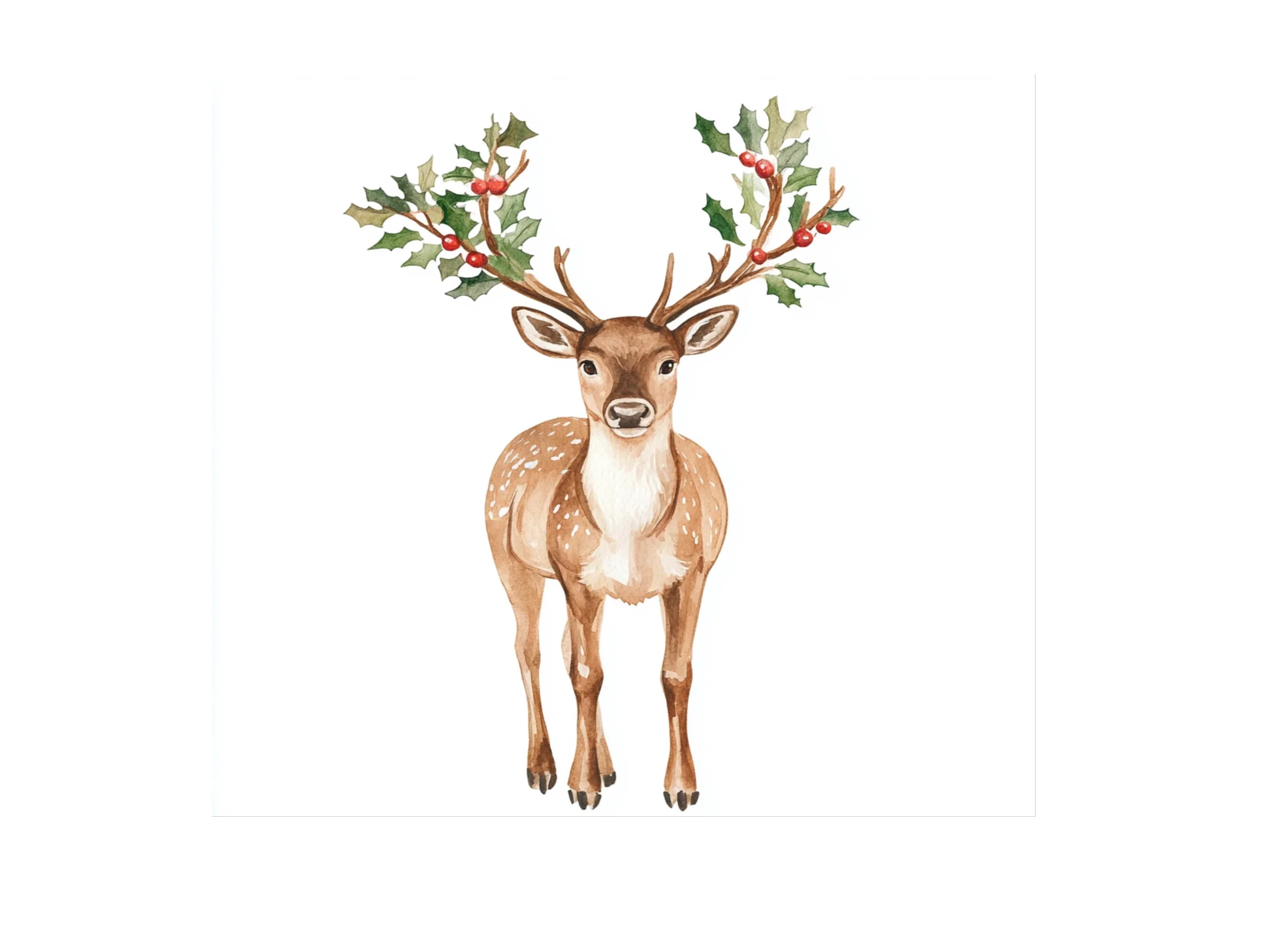 Christmas Holly Deer Clipart Bundle