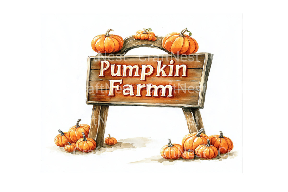 Pumpkin Farm Sign Clipart Bundle