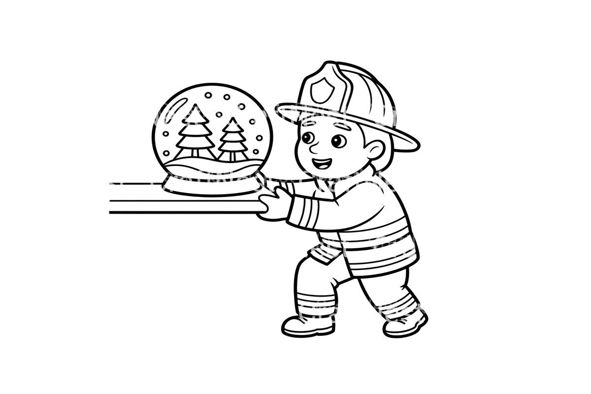 Firefighter Christmas Snow Globe Coloring Books