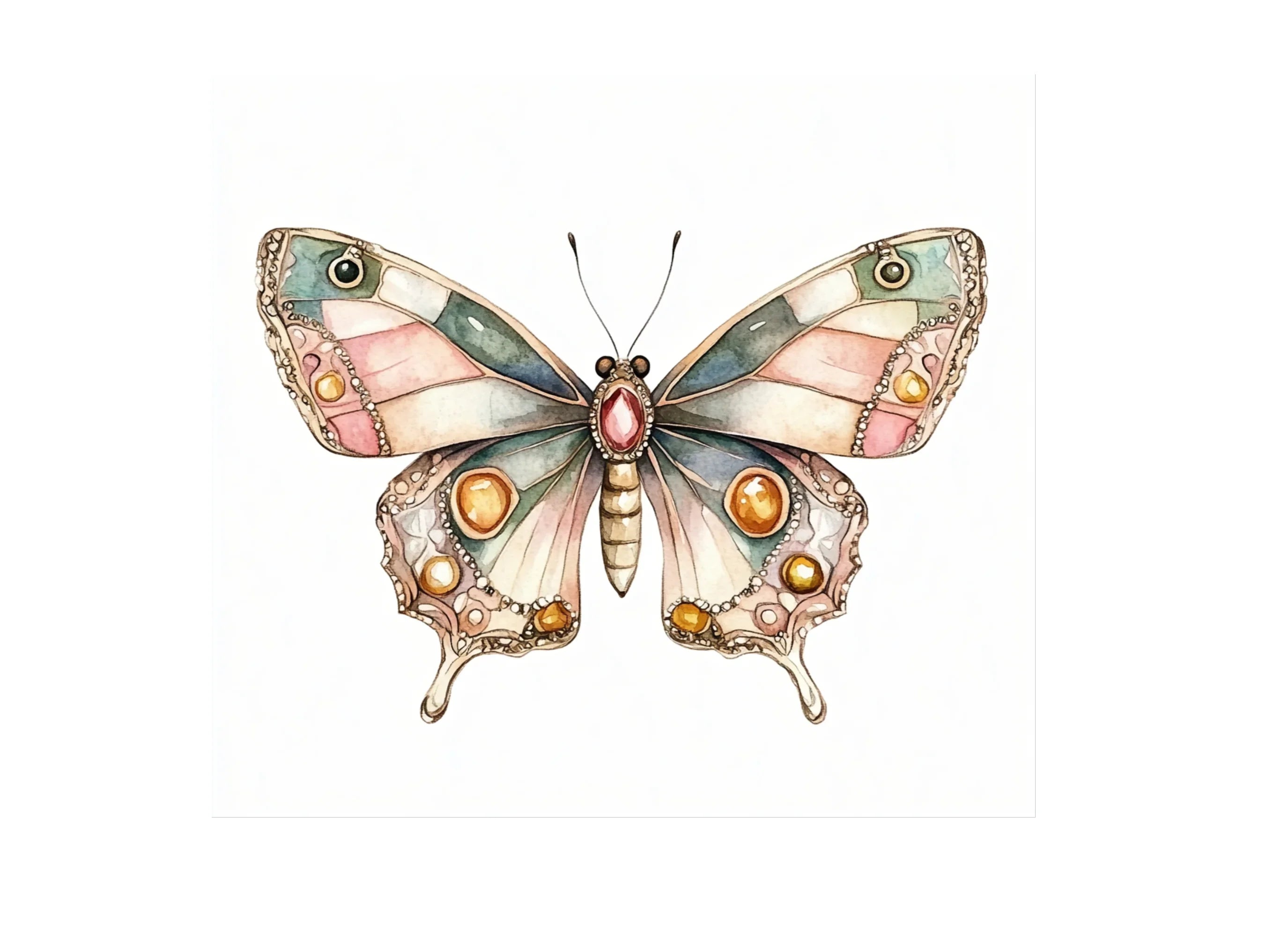 Vintage Stained Glass Butterfly Clipart Bundle