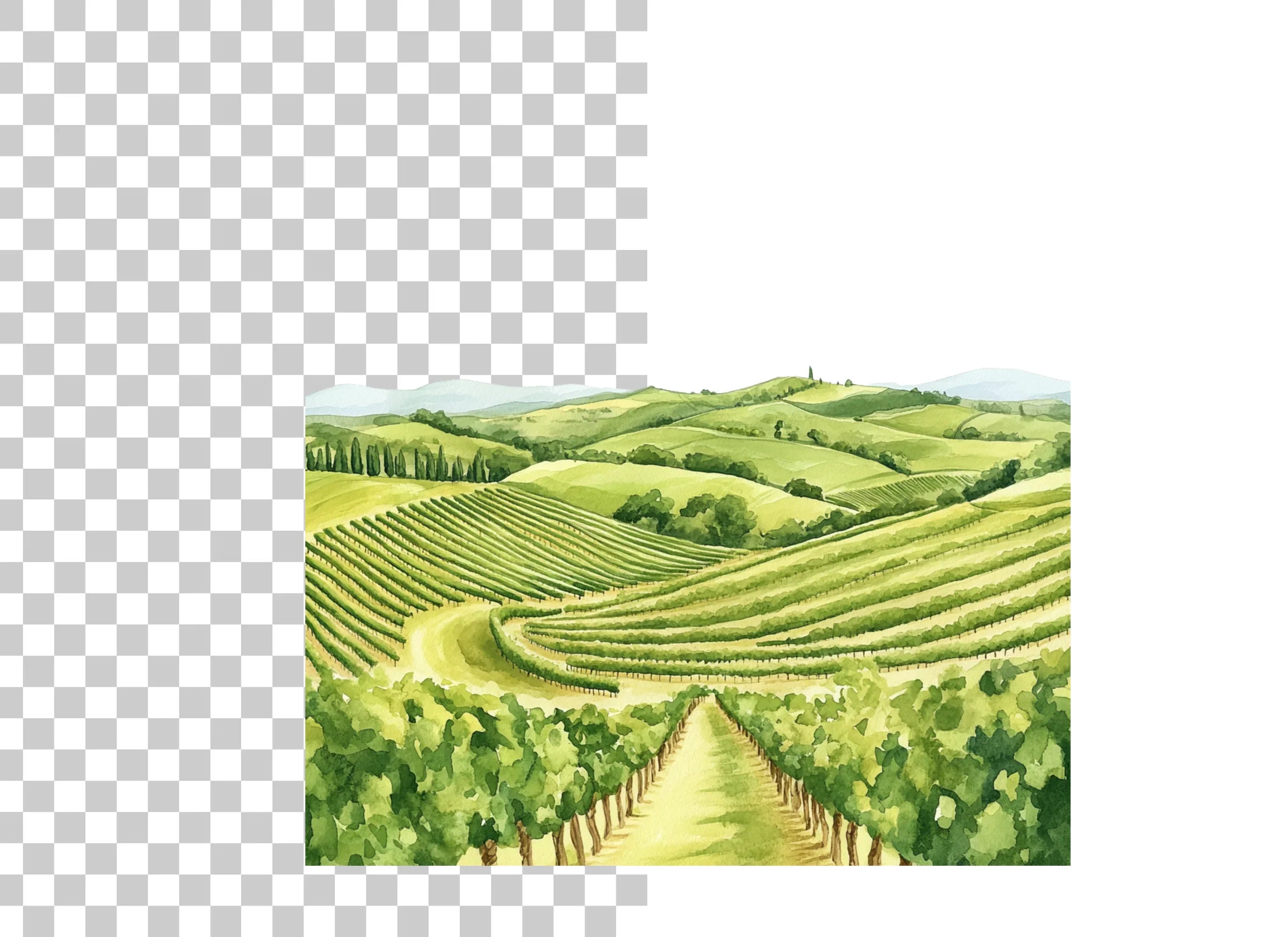 Tuscan Vineyard Landscape Clipart Bundle