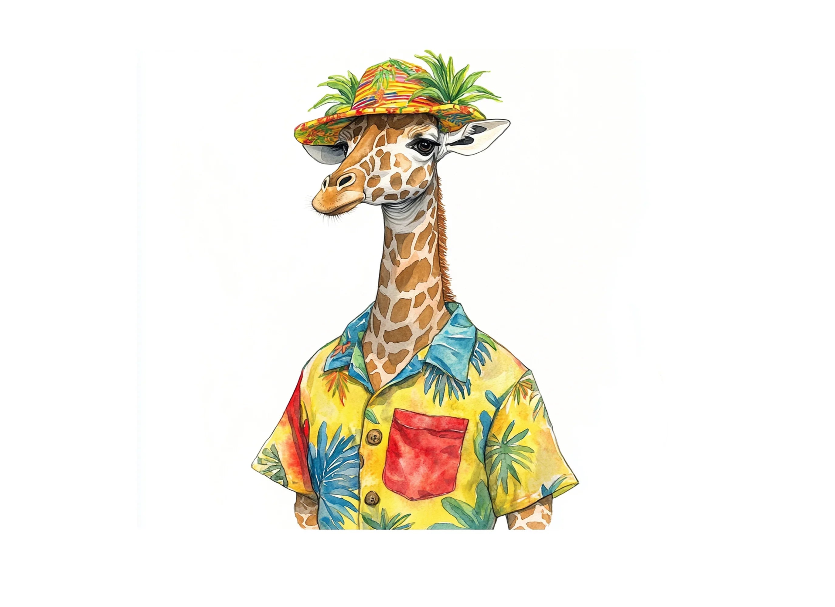 Giraffes in Hawaiian Shirts Clipart Bundle