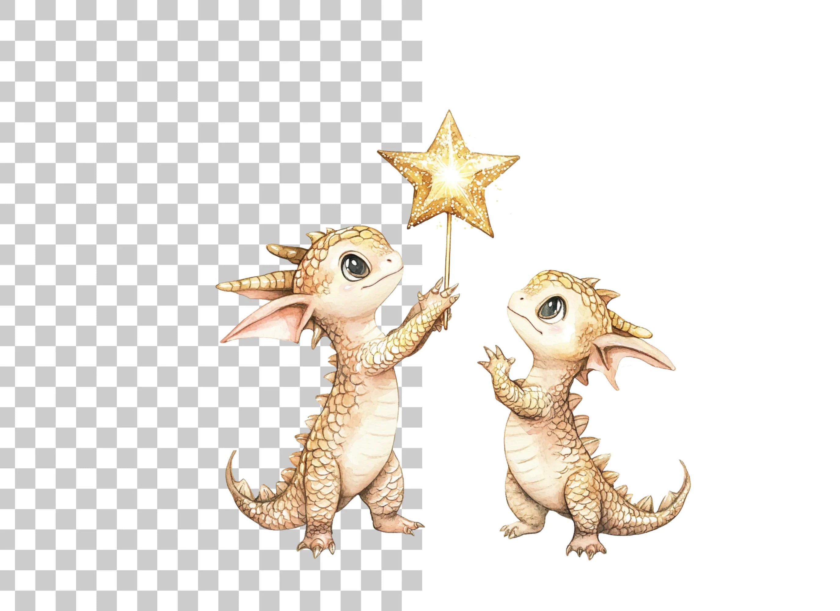 Little Dragons with Stars Clipart Bundle