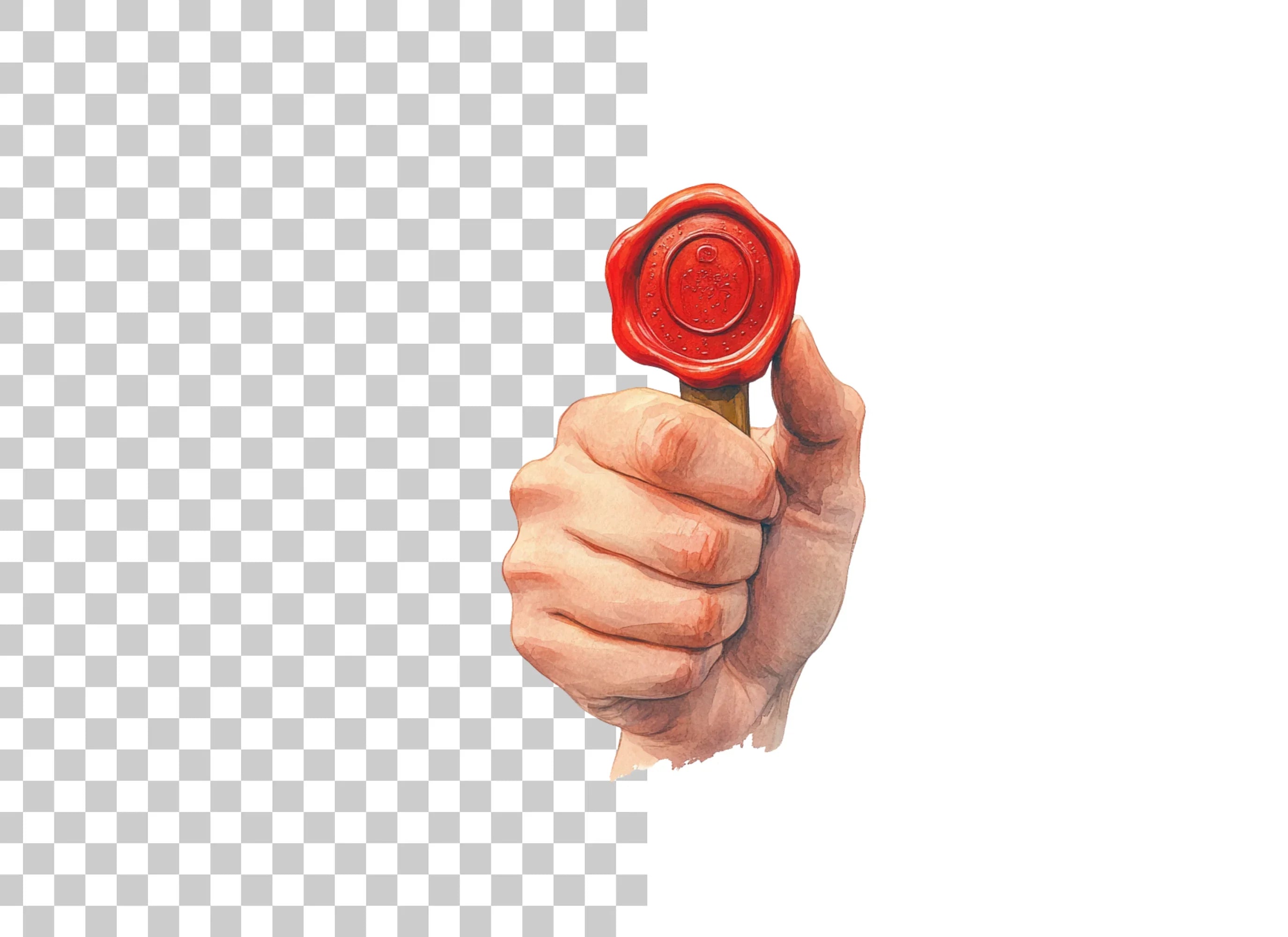 Hand Holding Wax Seal Clipart Bundle