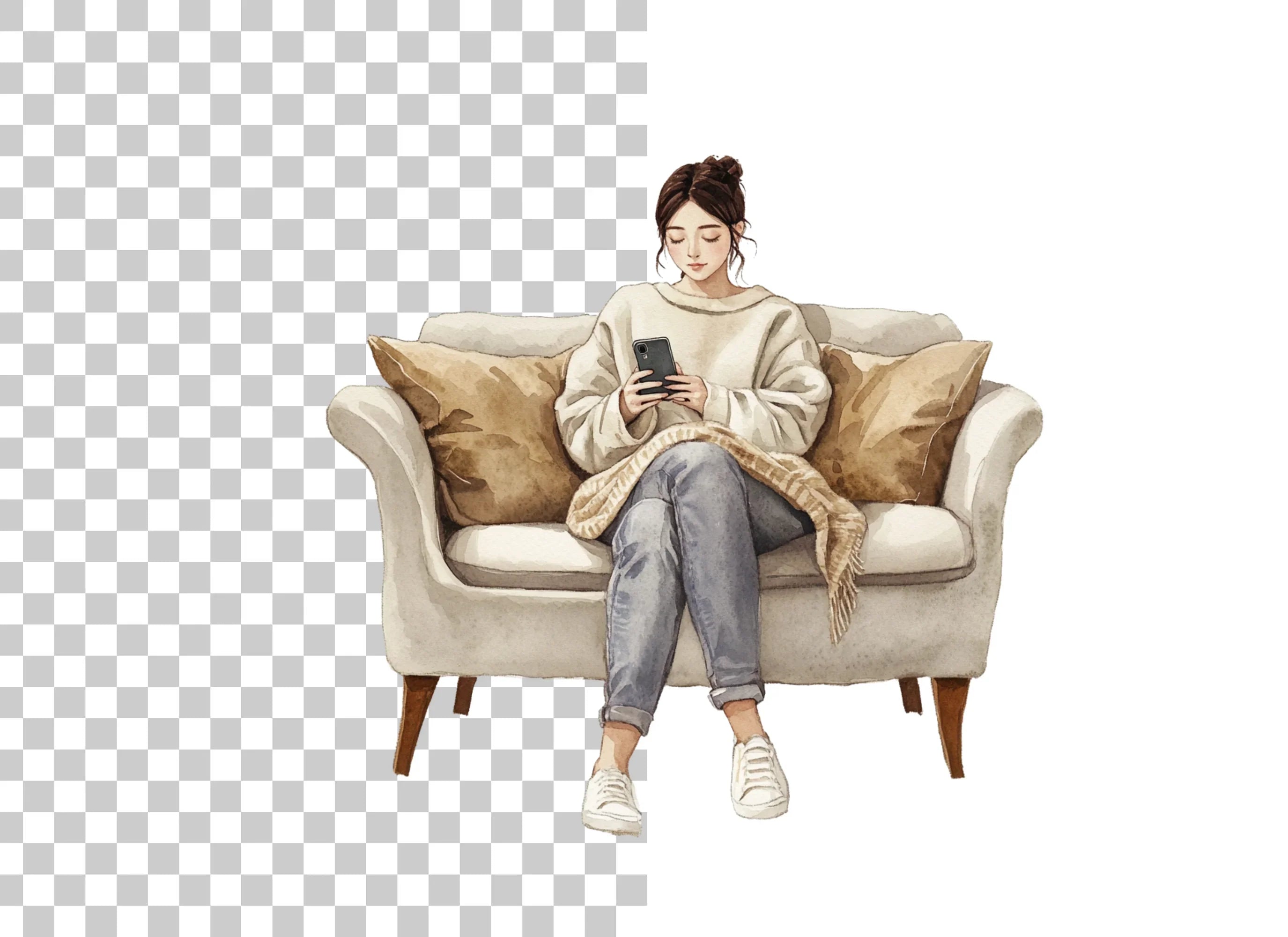 Relaxing Woman on Couch Clipart Bundle